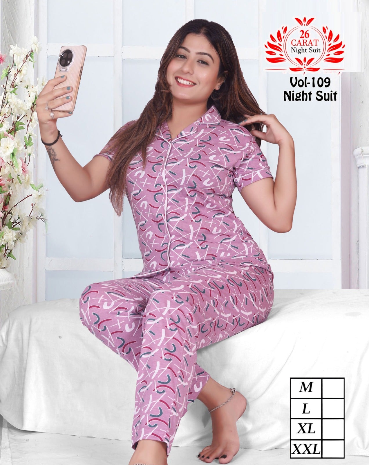 Front open Collar Night Suit - Softmoon