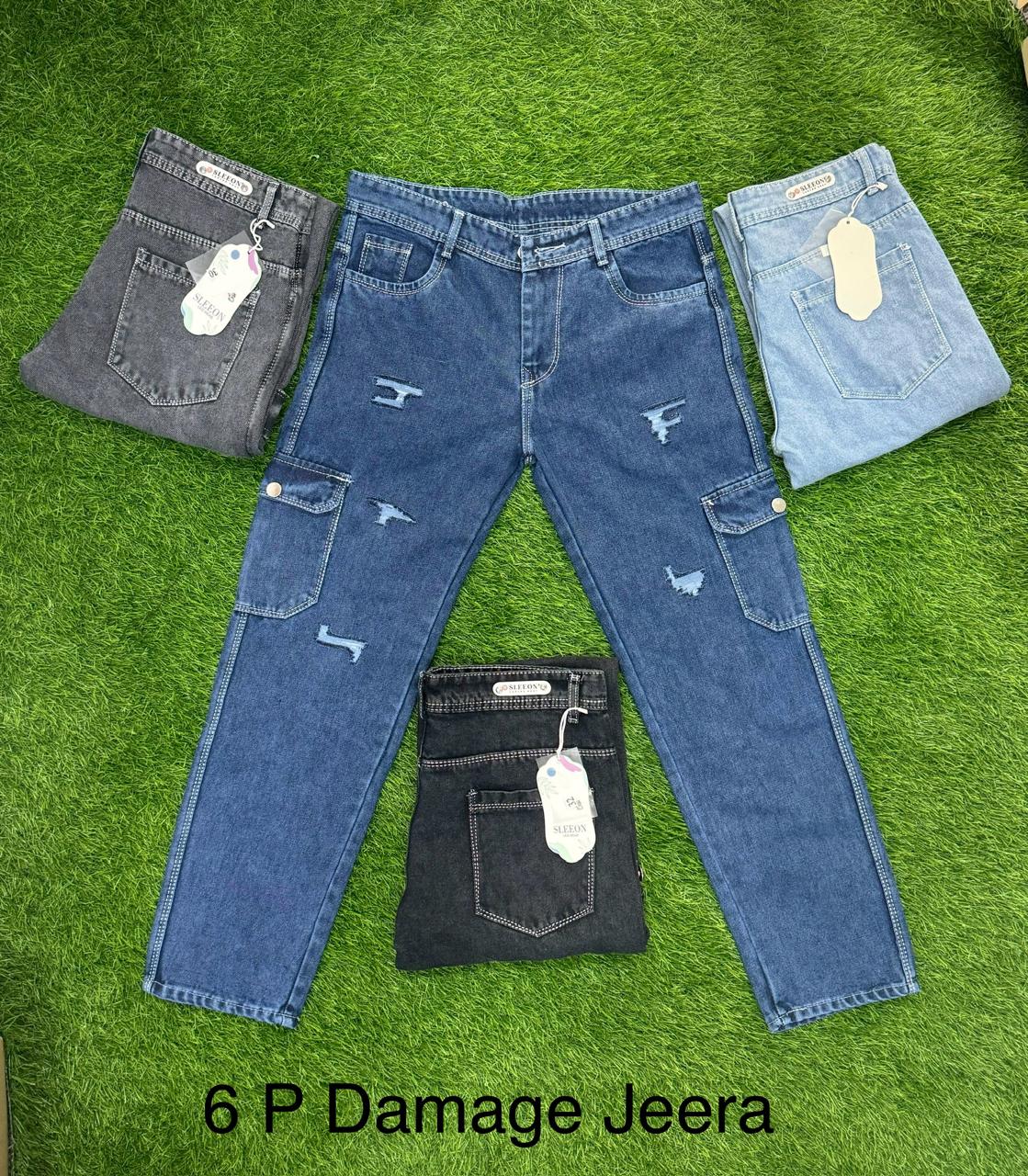 6 Pocket Min Damage Wide leg Jeans