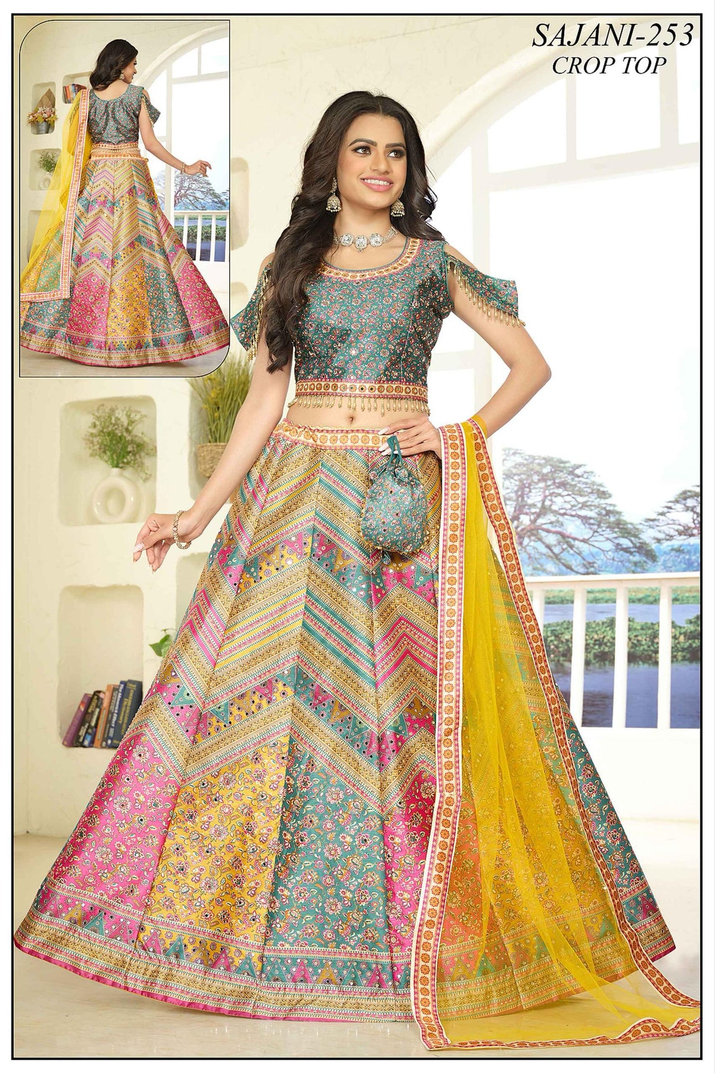 Rangoli Digital Print Mirror Crop Top dress