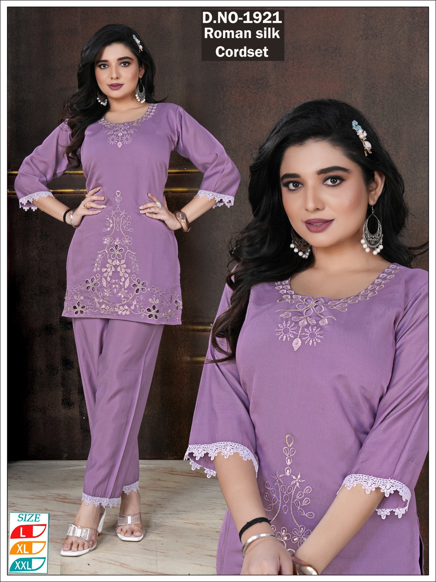 Lavender Cutwork embroidery Co-ord set