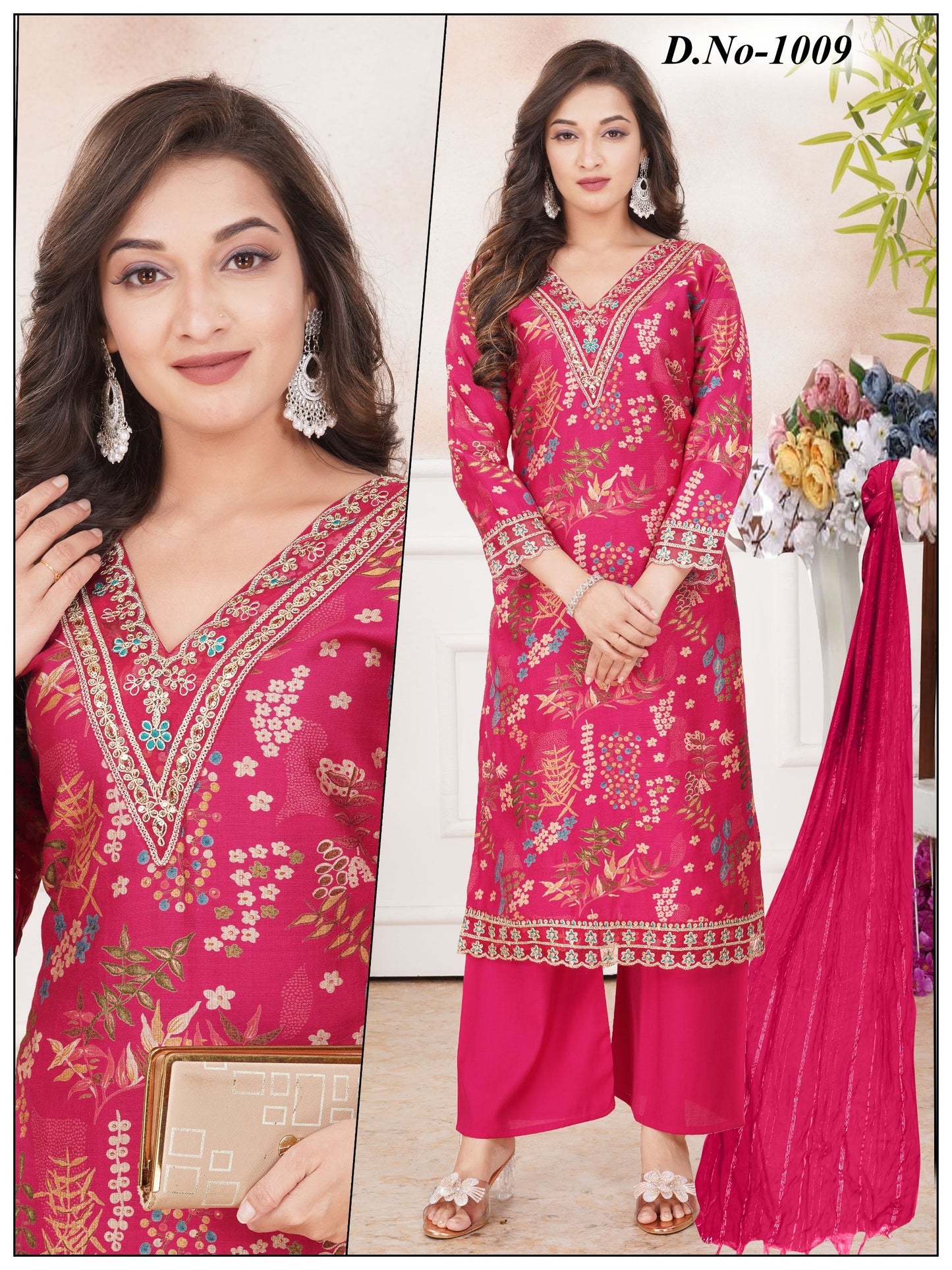 Vatican Digital Print V-neck 3pc set.