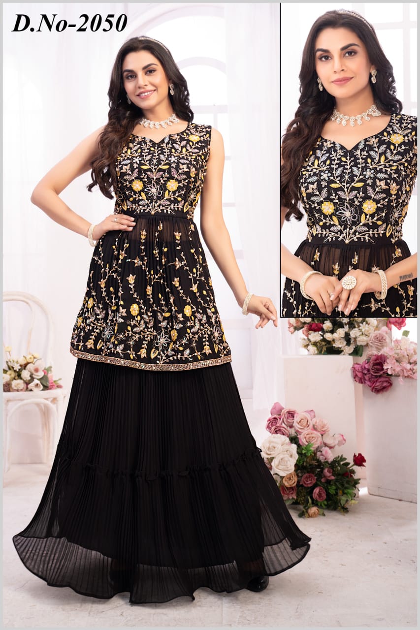 Georget Flared Paplum Skirt Set