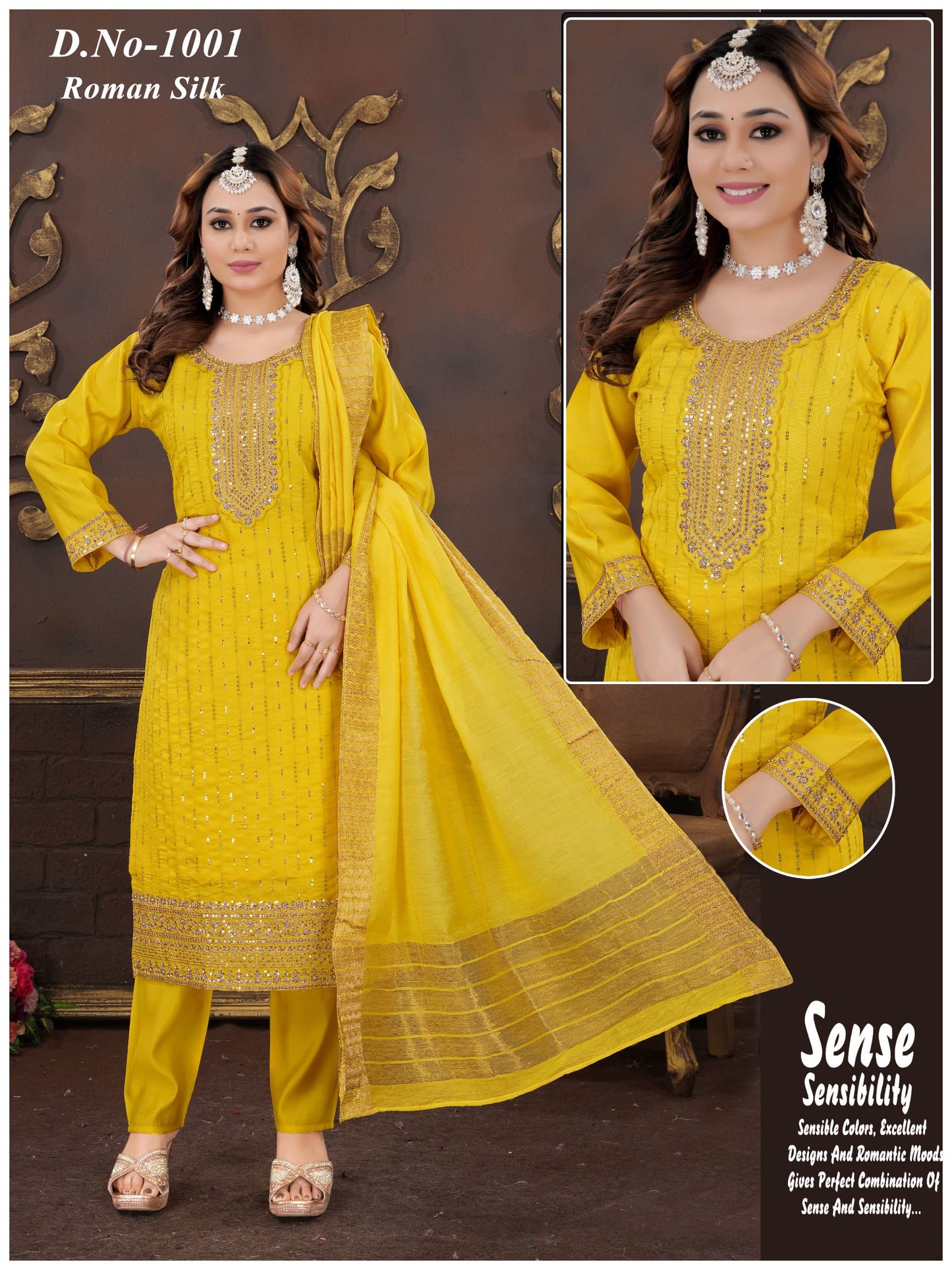 Yellow Star: 3pc set Roman silk