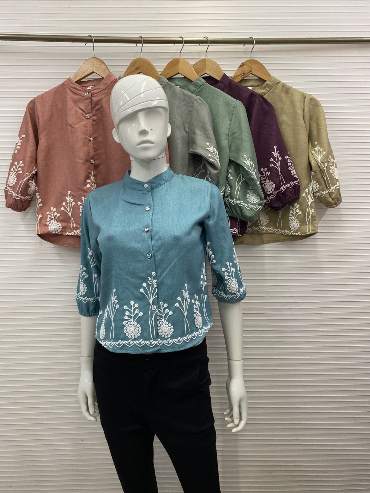 Elegant Embroidered Crossed Knit Tops – Multi-Design, Size L