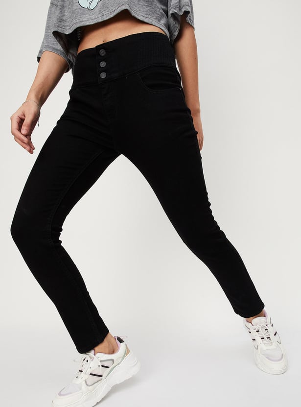 High Waist 3 button jeans