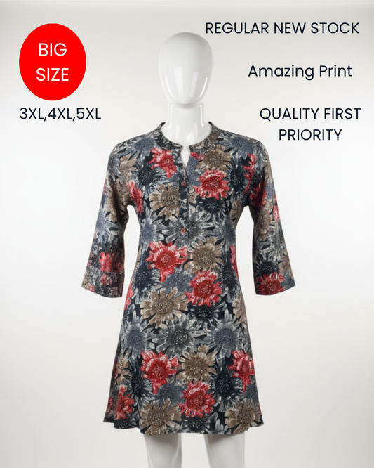 BIG SIZE | Beautiful 'Prints' Premium Quality Short Kurti | INR. 204