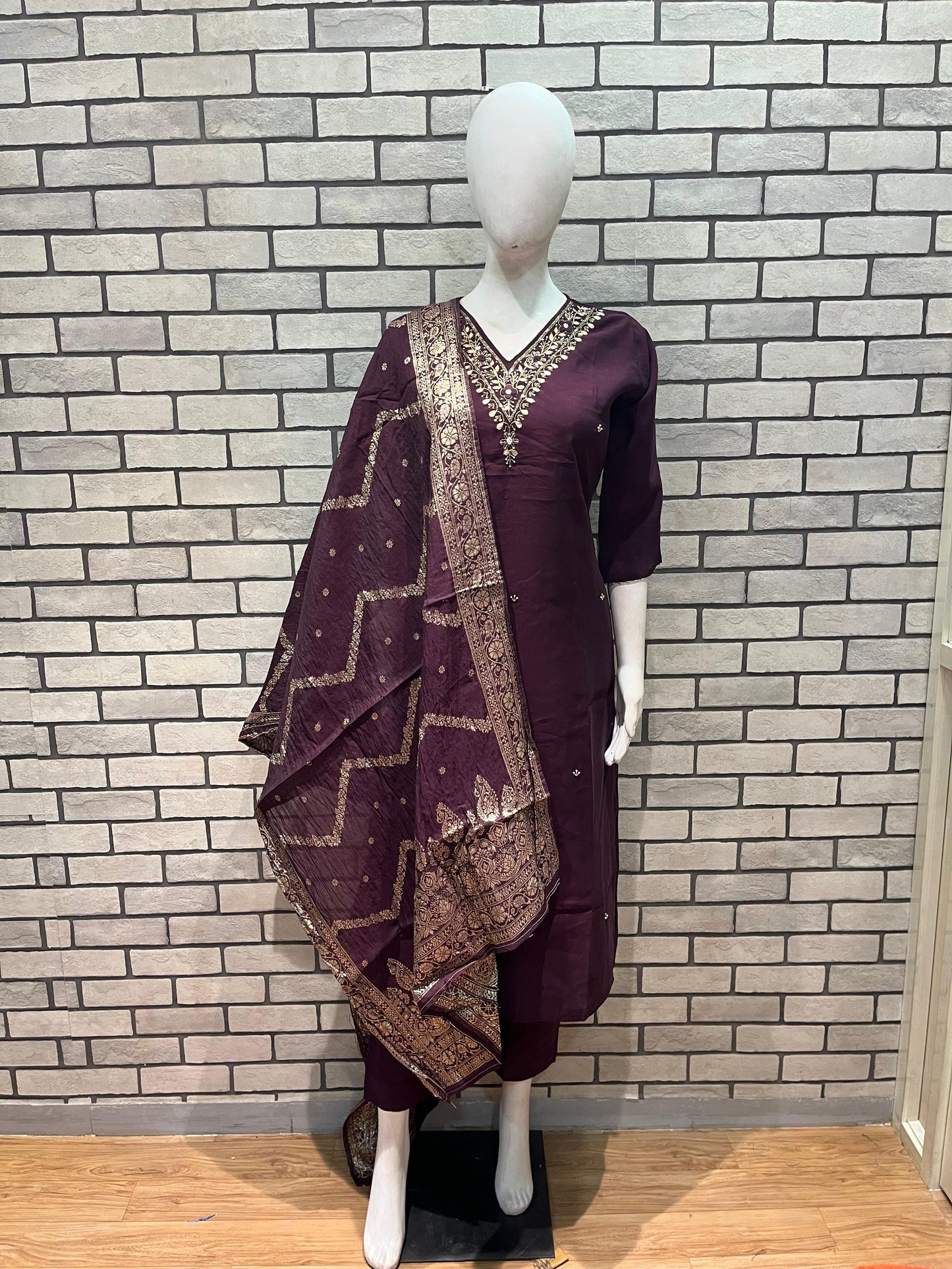 Roman Silk Handwork 3pc with jacquard Dupatta