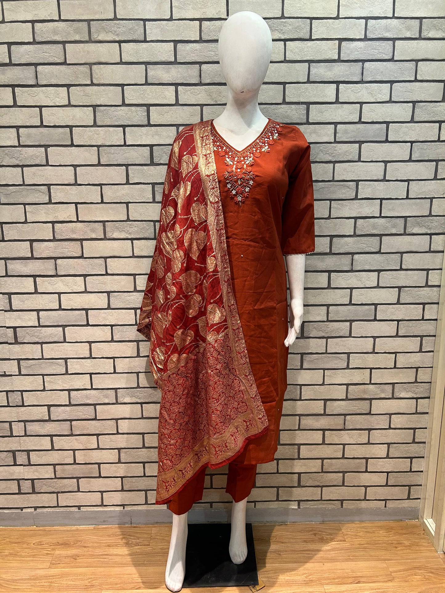 Roman Silk Handwork 3pc with jacquard Dupatta