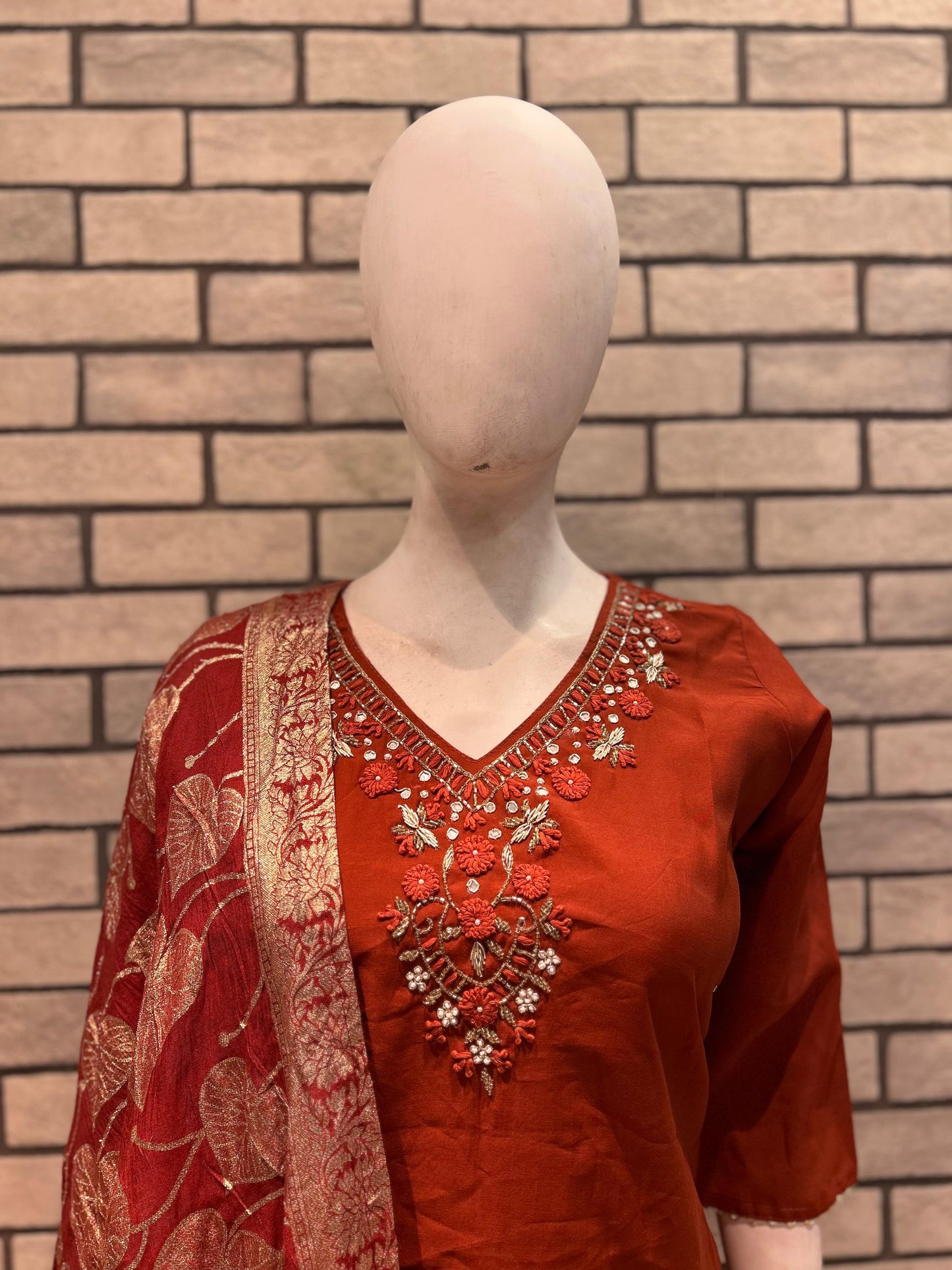 Roman Silk Handwork 3pc with jacquard Dupatta