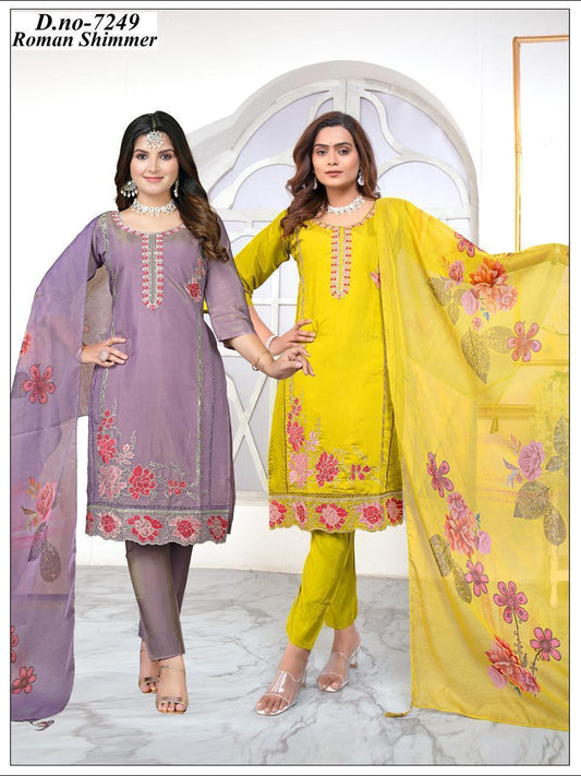 Shimmer Floral embroidery 3pc