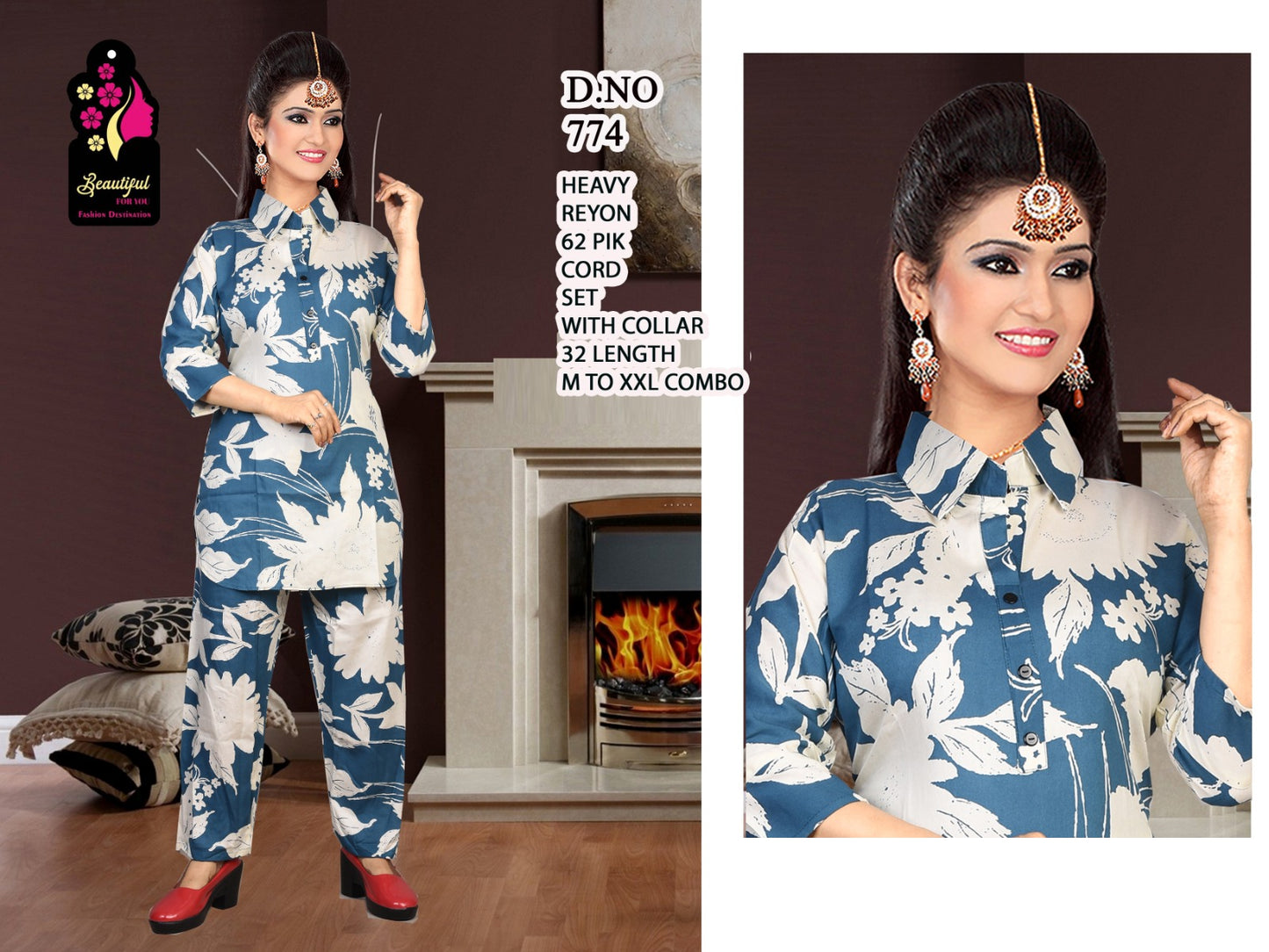 MILAN - Collar Short  Kurti Plazo cord set.
