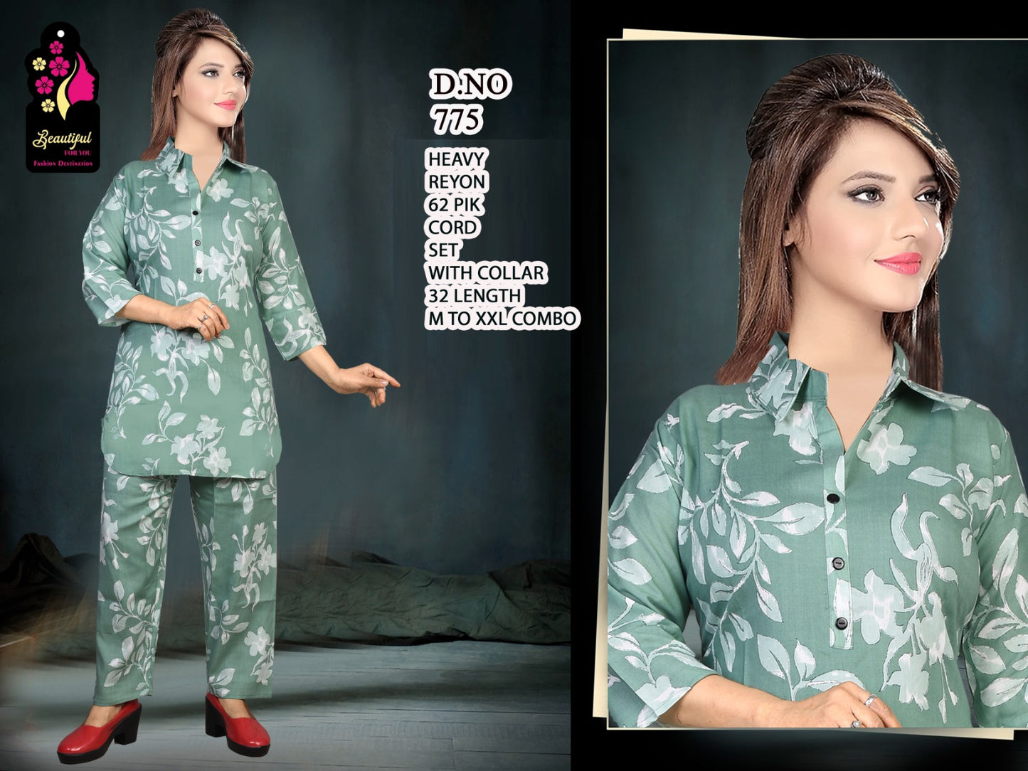 MILAN - Collar Short  Kurti Plazo cord set.