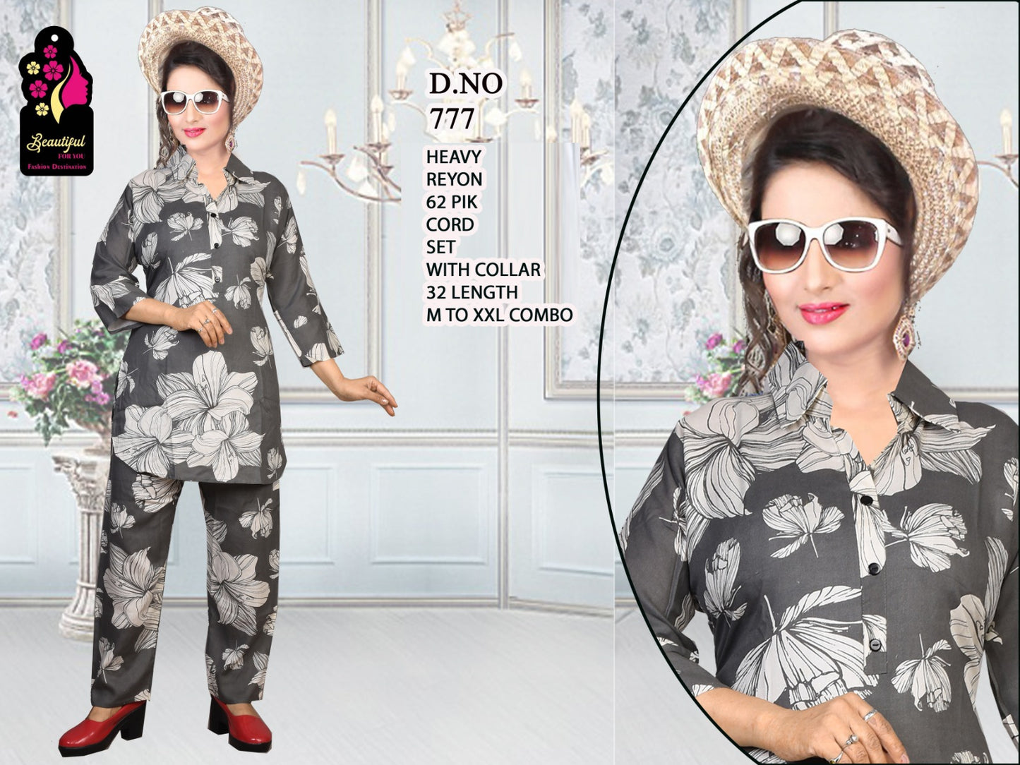 MILAN - Collar Short  Kurti Plazo cord set.