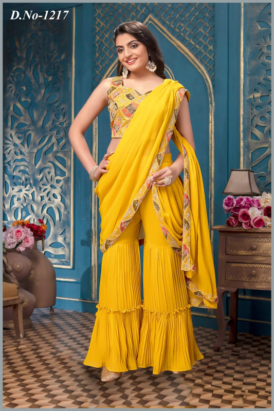 Saree pattern Party wear Garara top set