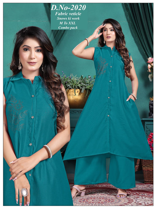 Stylish Solid Vatican Silk Co-ord set
