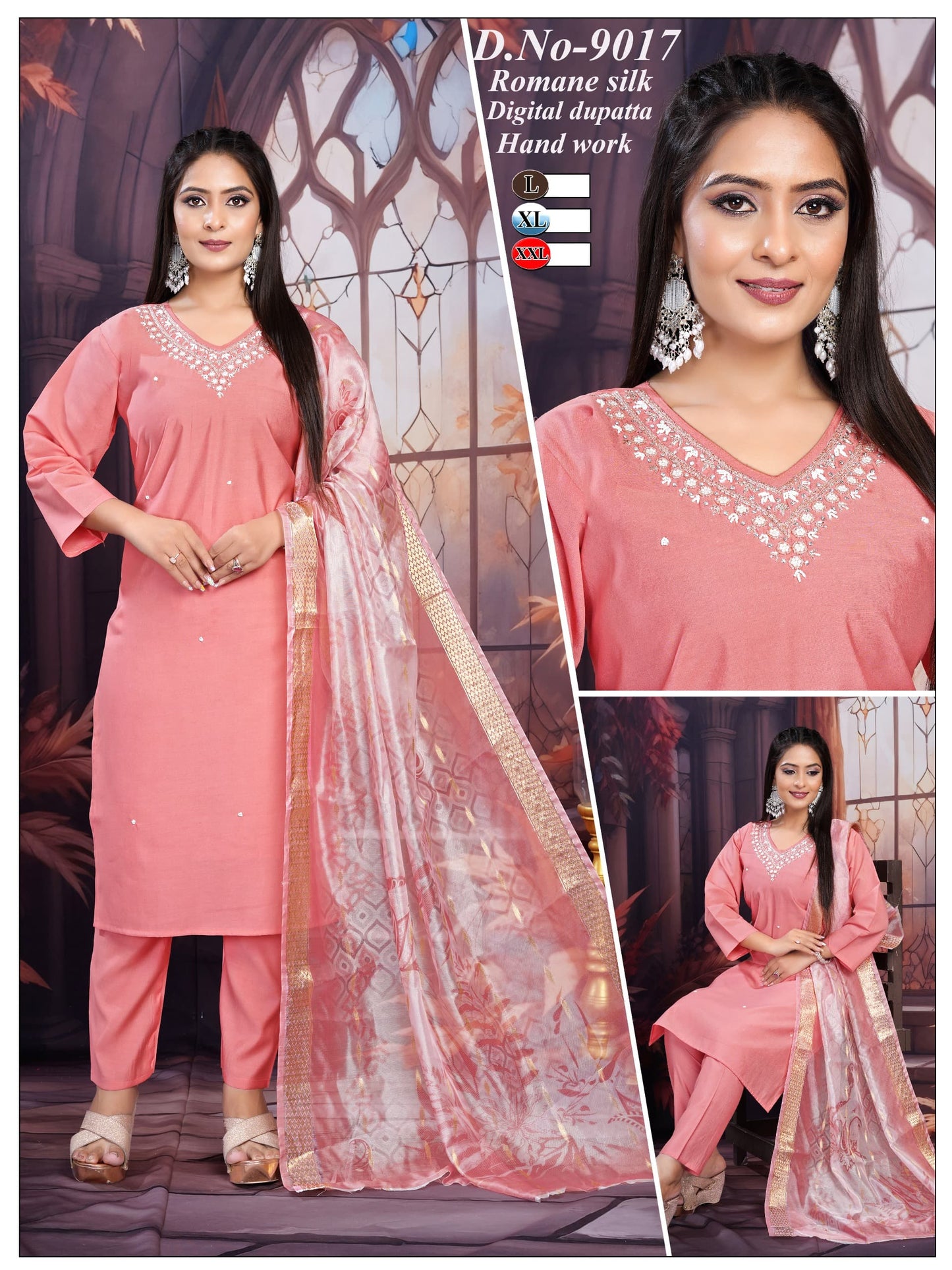 Elegant Handwork Kurti Digital Print Dupatta Suit Set