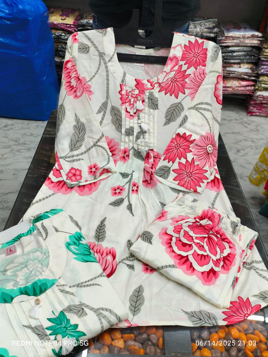 Short kurti co-ord set rayon 18kg