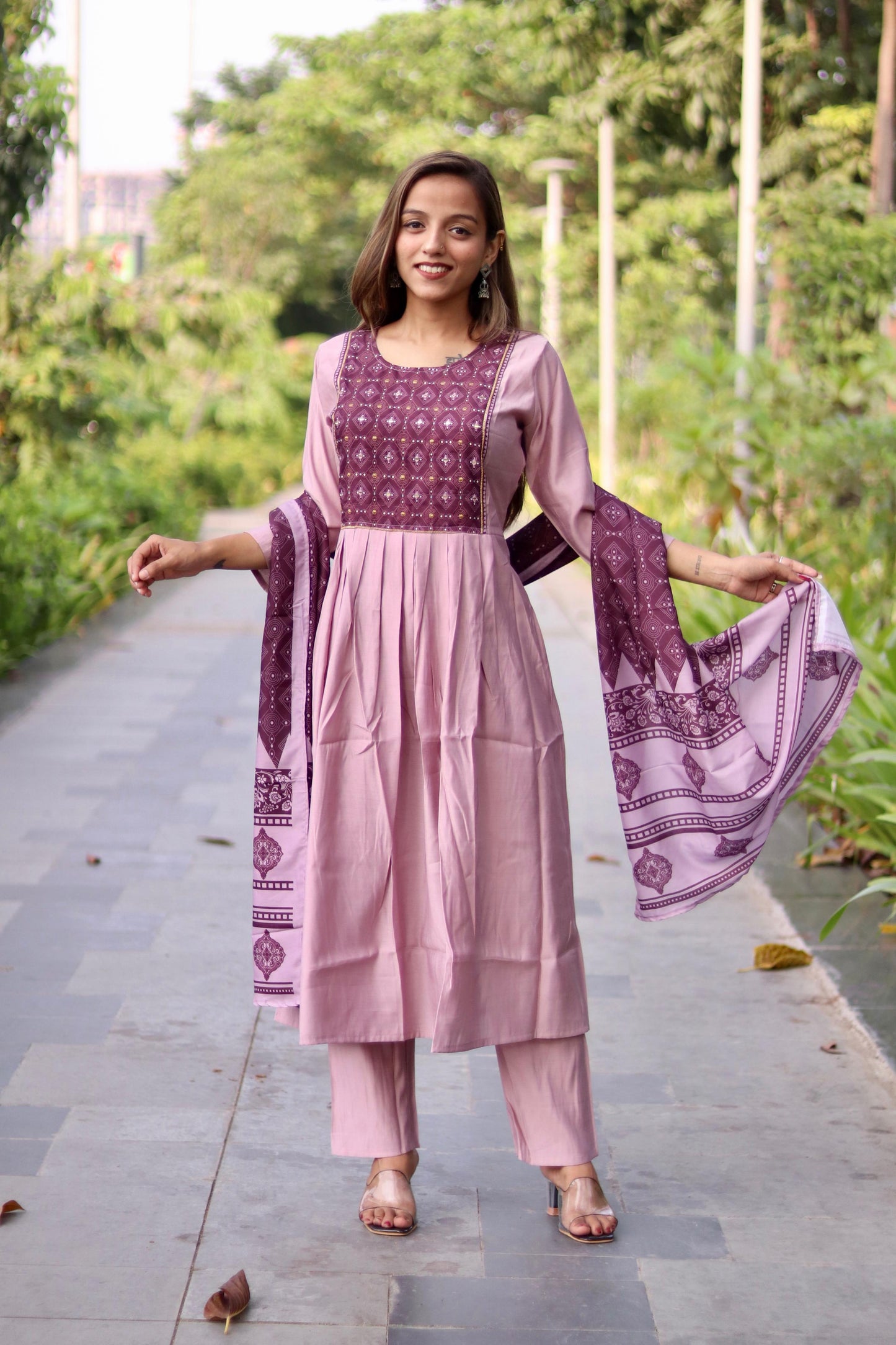 Roman Silk Ghera Kurta Set printed designer set
