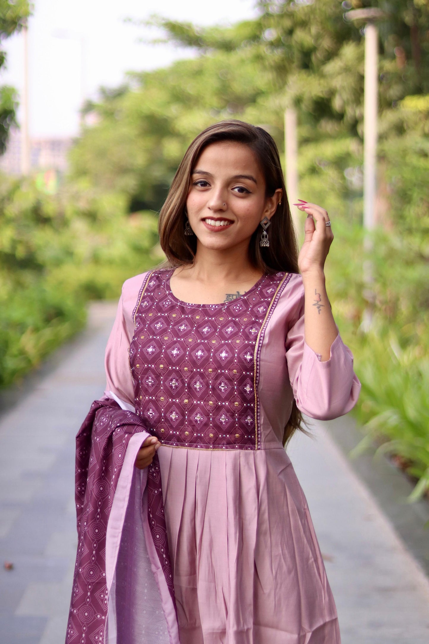 Roman Silk Ghera Kurta Set printed designer set