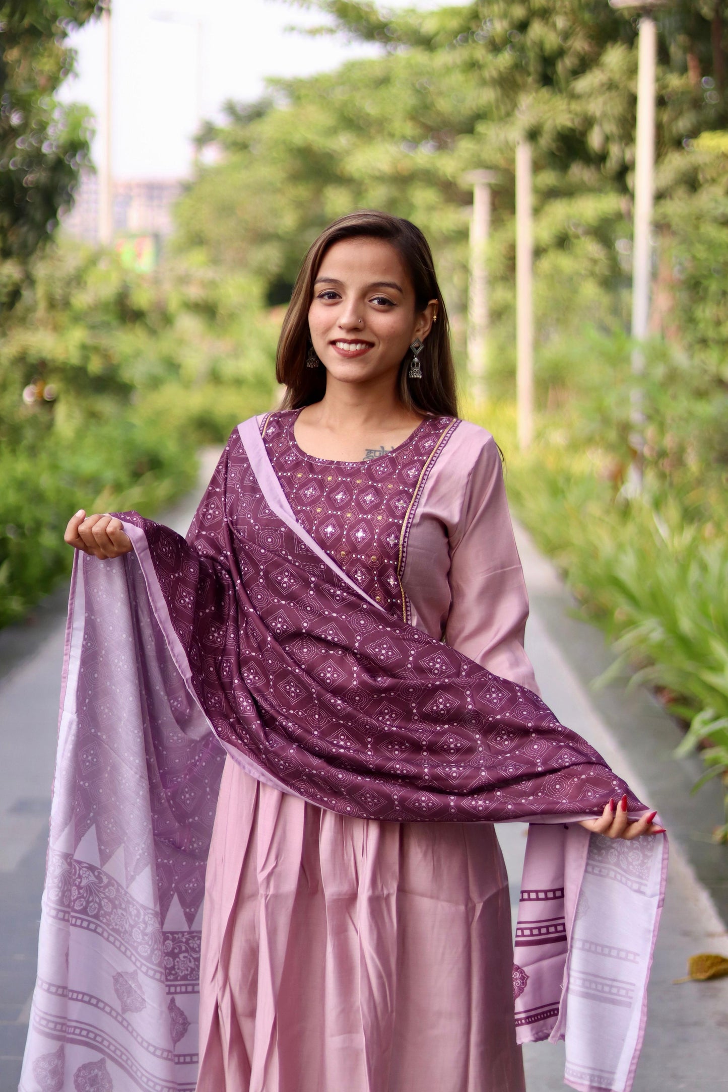 Roman Silk Ghera Kurta Set printed designer set