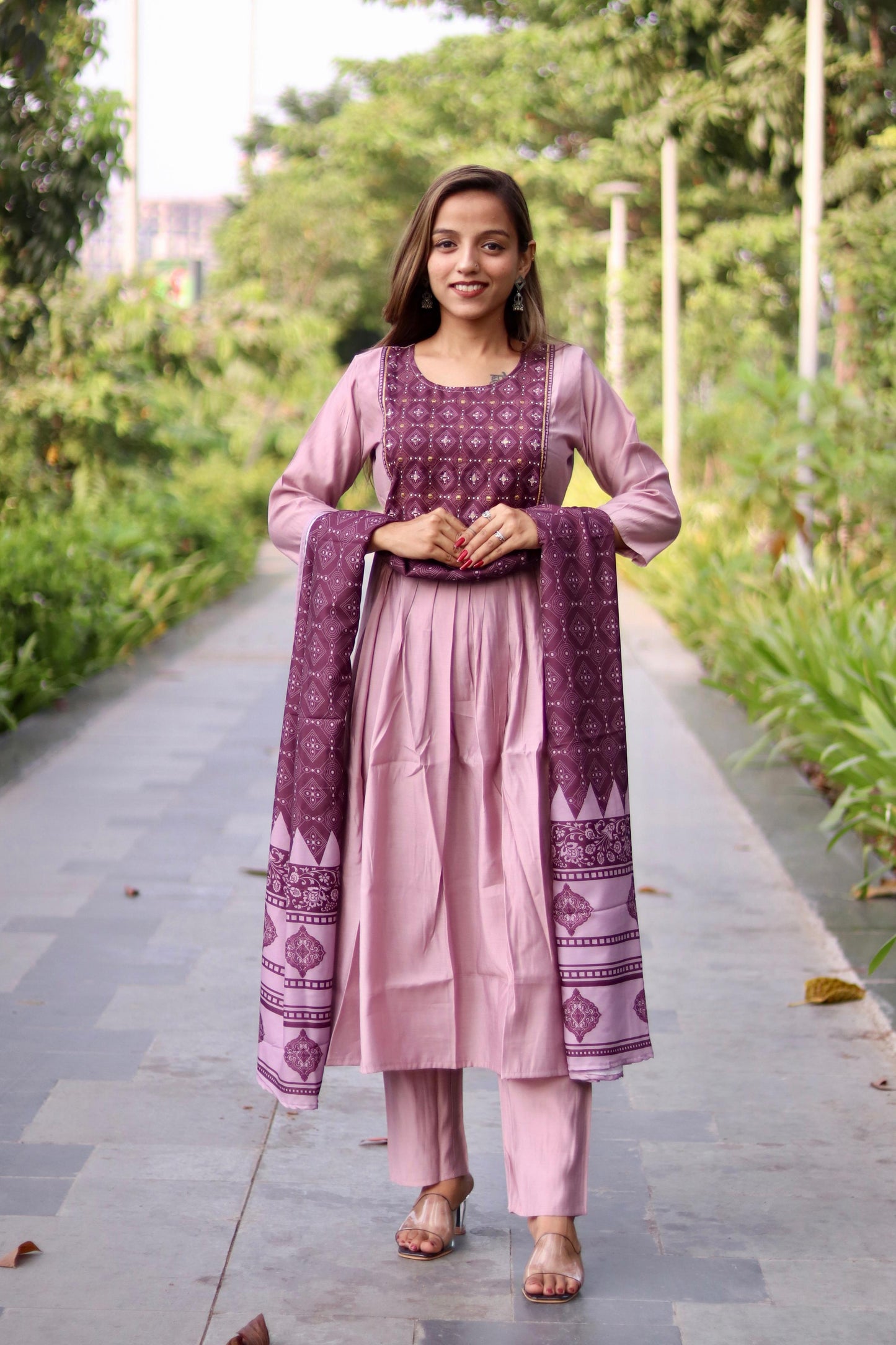 Roman Silk Ghera Kurta Set printed designer set
