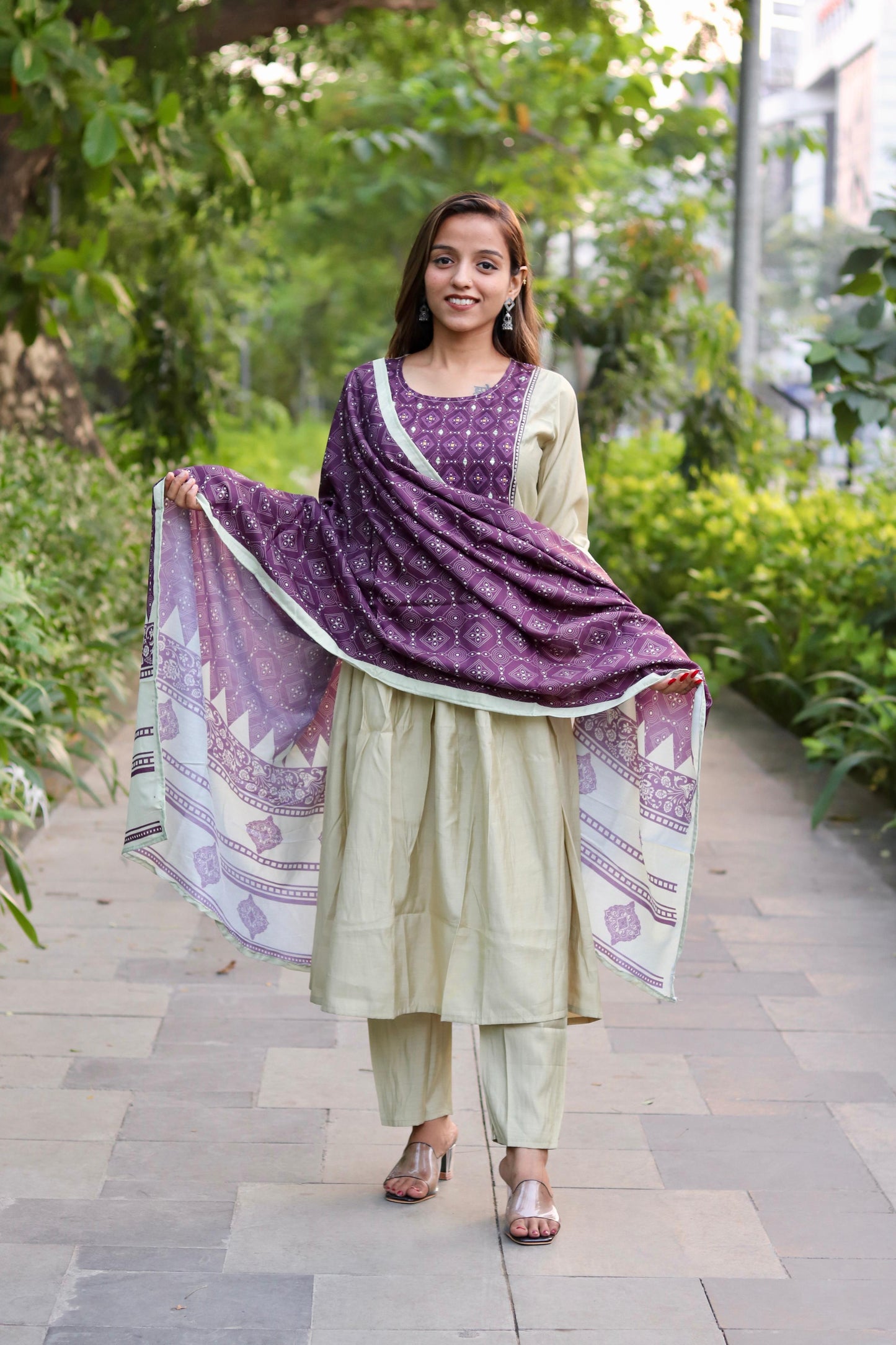 Roman Silk Ghera Kurta Set printed designer set