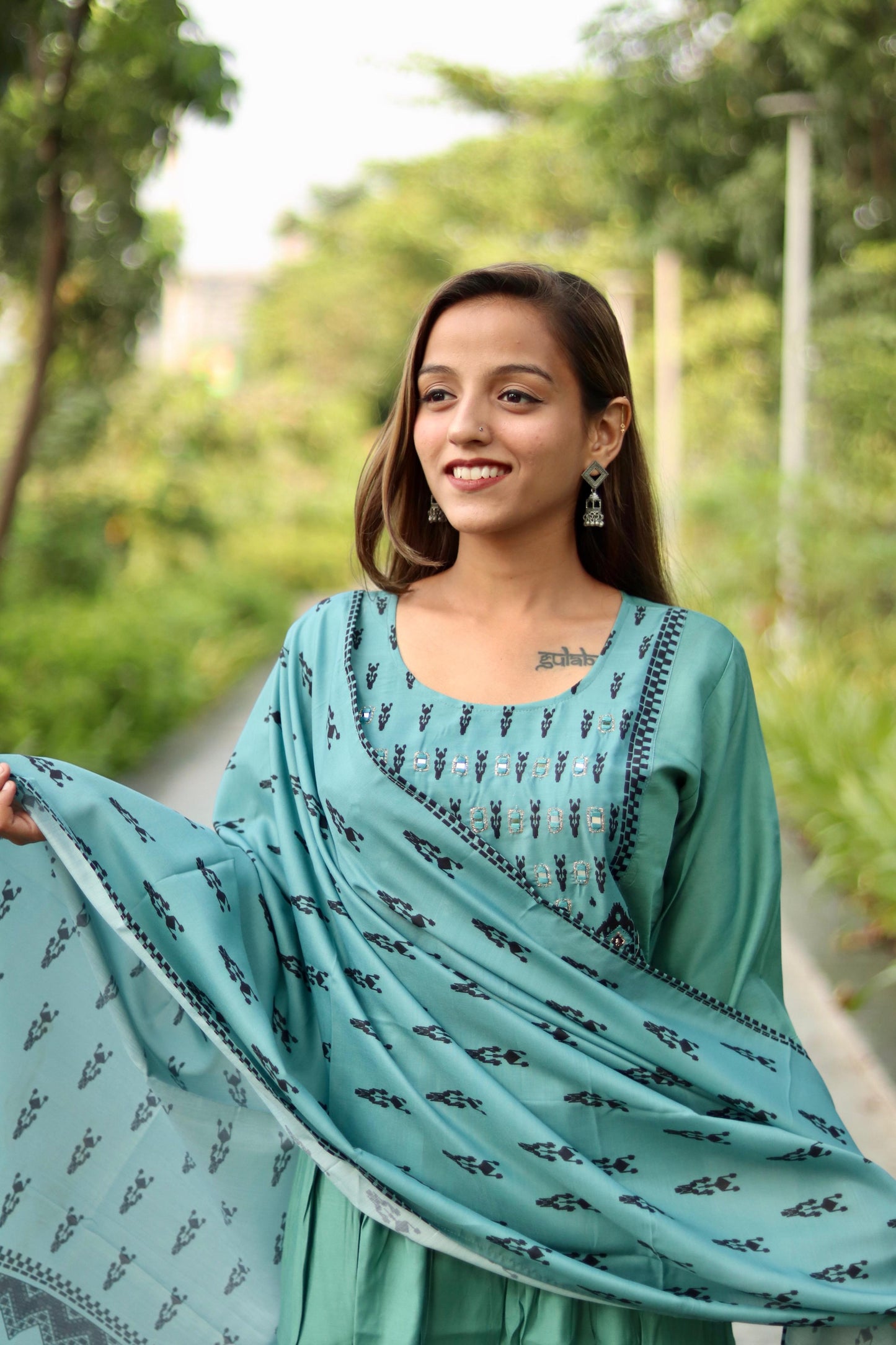 Roman Silk Ghera Kurta Set printed designer set