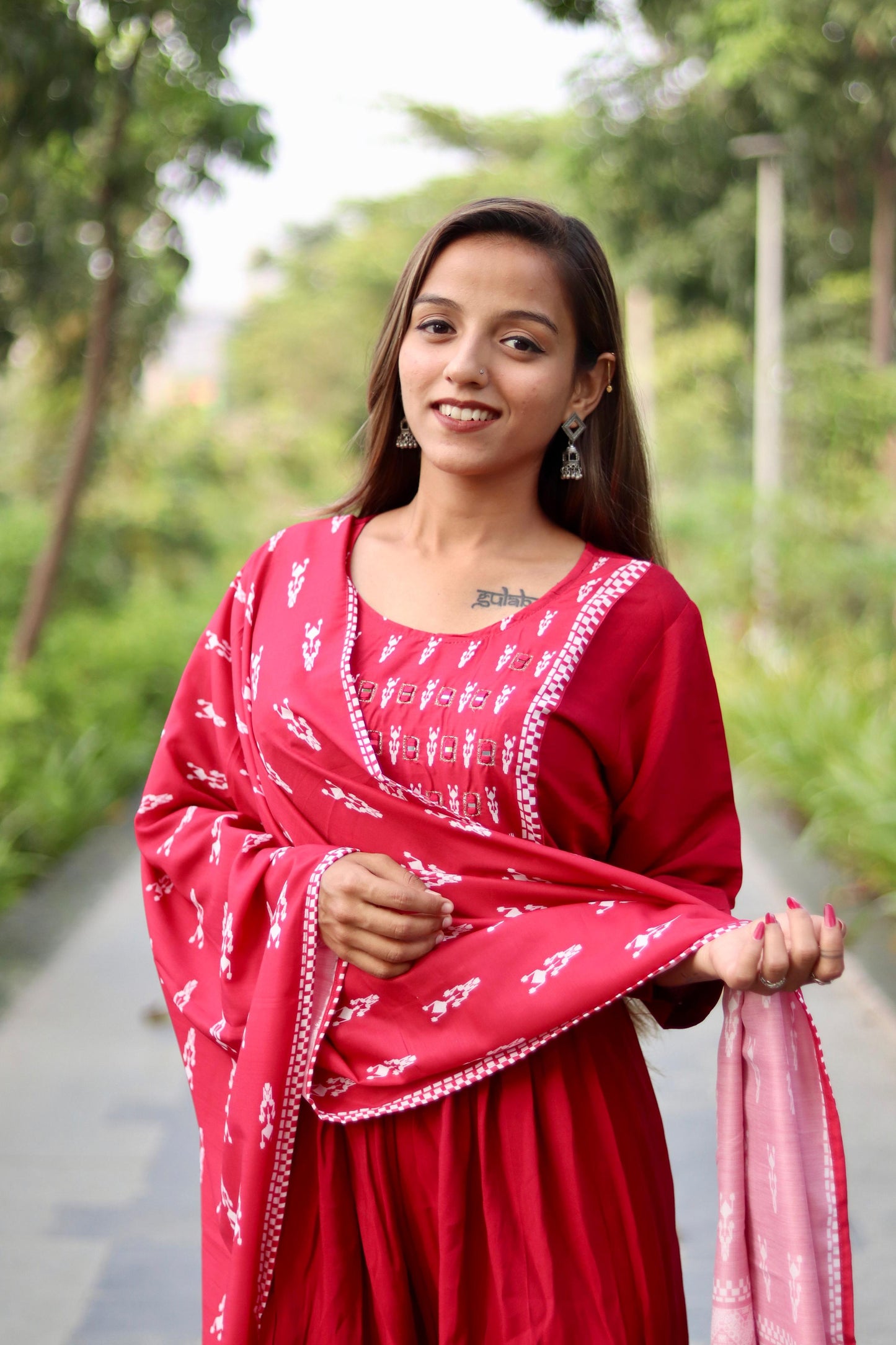 Roman Silk Ghera Kurta Set printed designer set