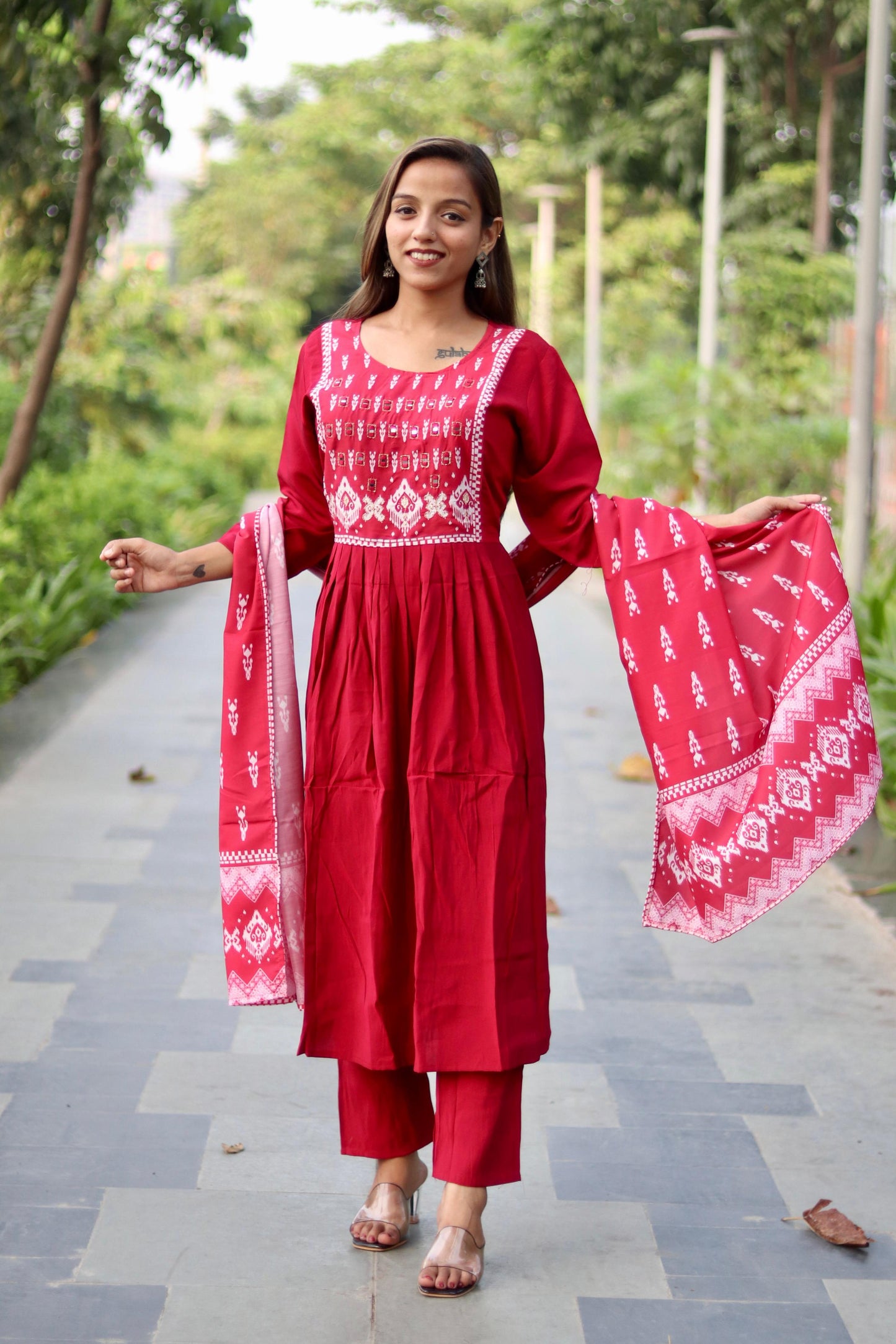 Roman Silk Ghera Kurta Set printed designer set