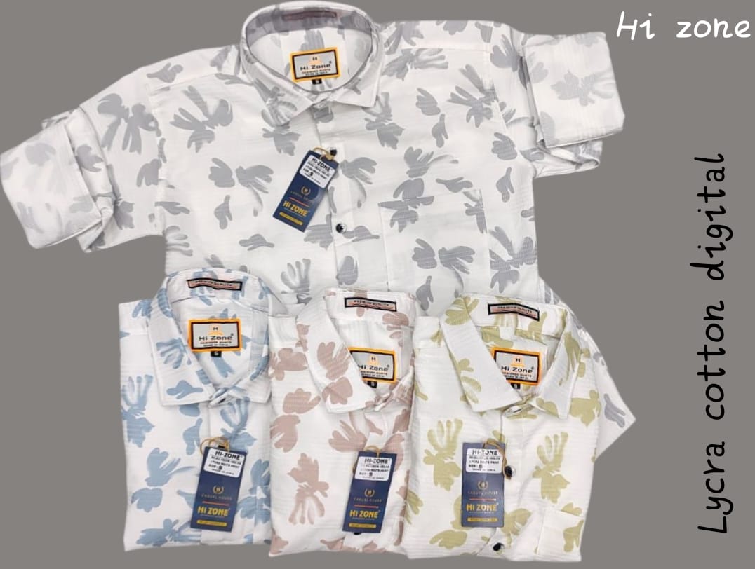 Men's Dobby Digital Lycra Printed Shirts