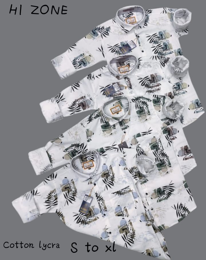 Men's Dobby Digital Lycra Printed Shirts