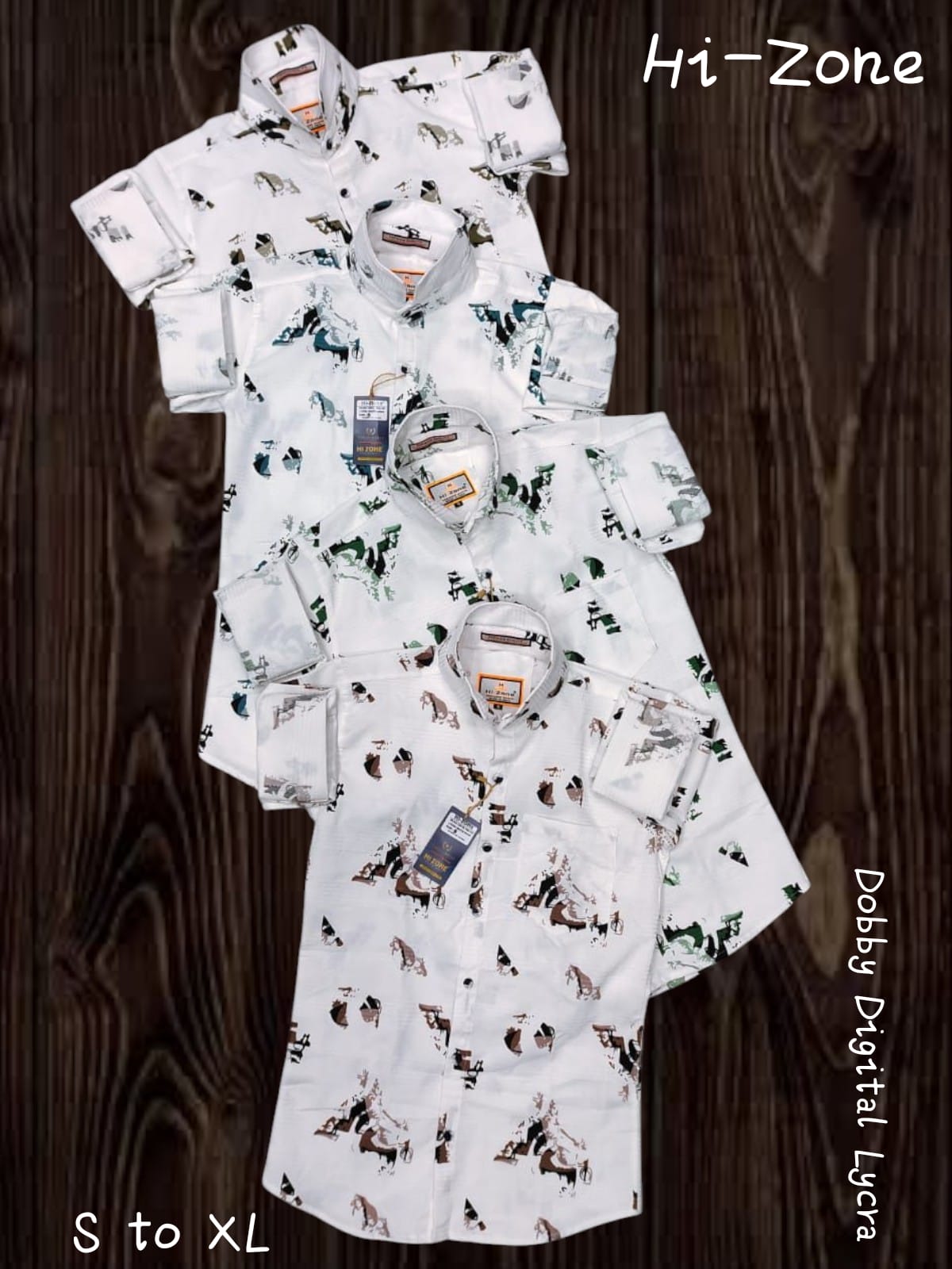 Men's Dobby Digital Lycra Printed Shirts