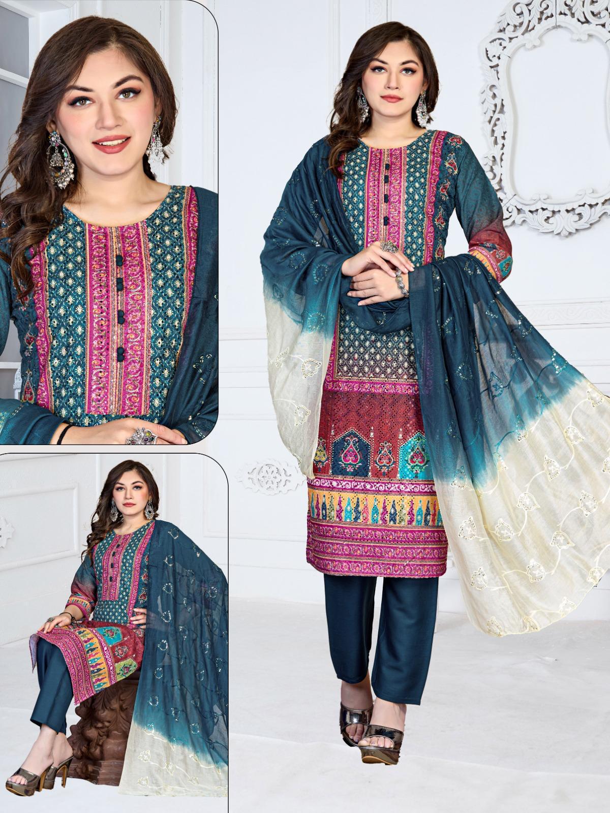 Vibrant Cotton Chicken Printed Kurti Set