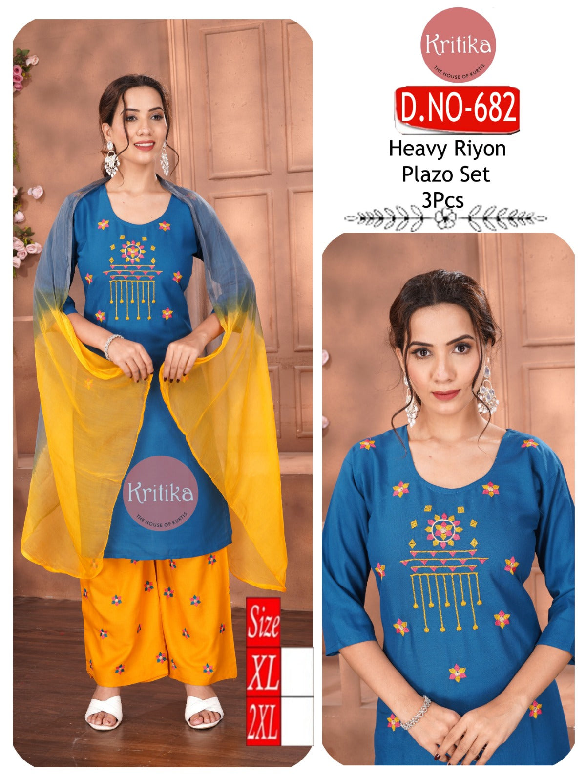 Upper embroidery NECK PLAZO SET