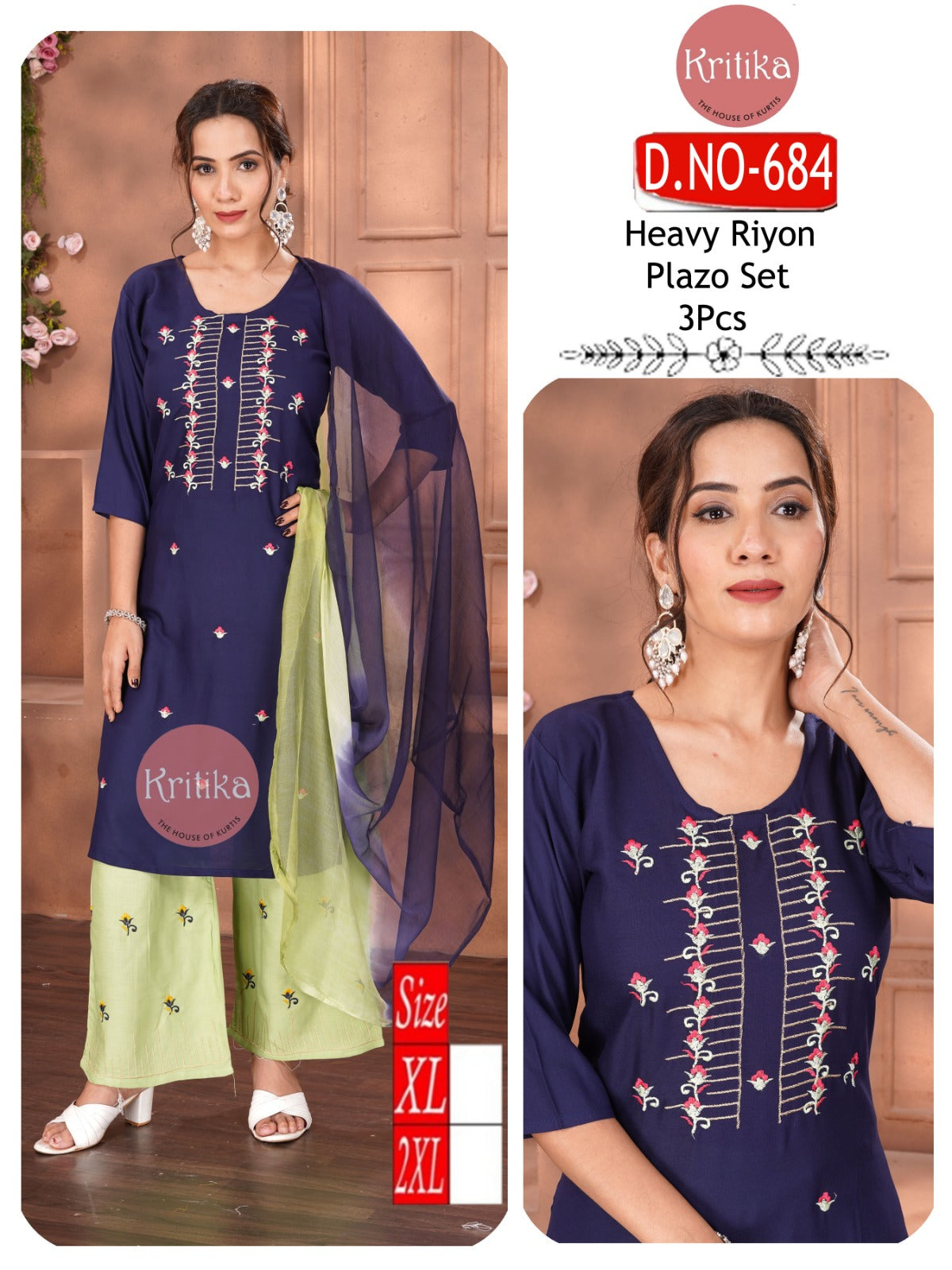 Upper embroidery NECK PLAZO SET