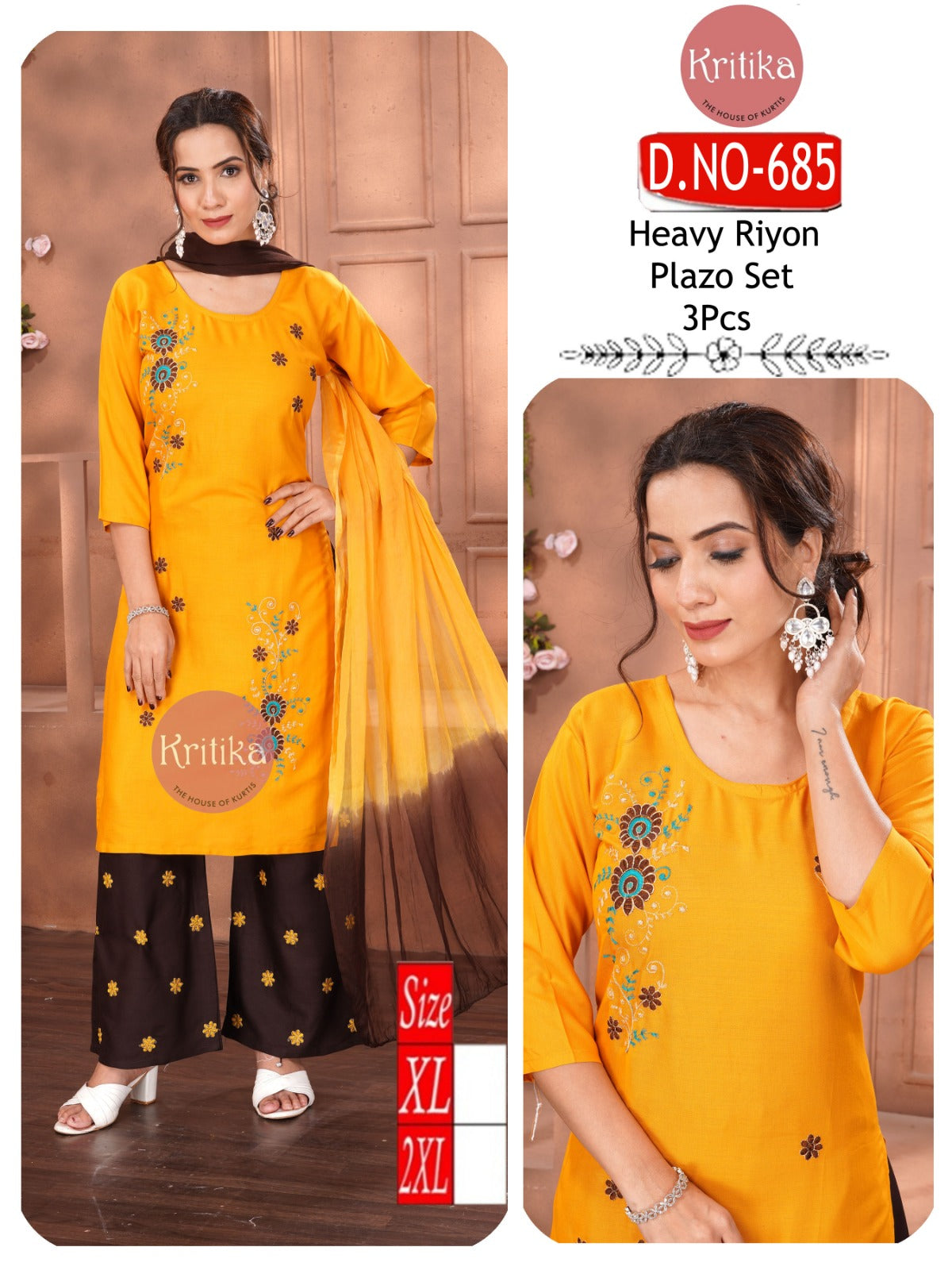 Upper embroidery NECK PLAZO SET