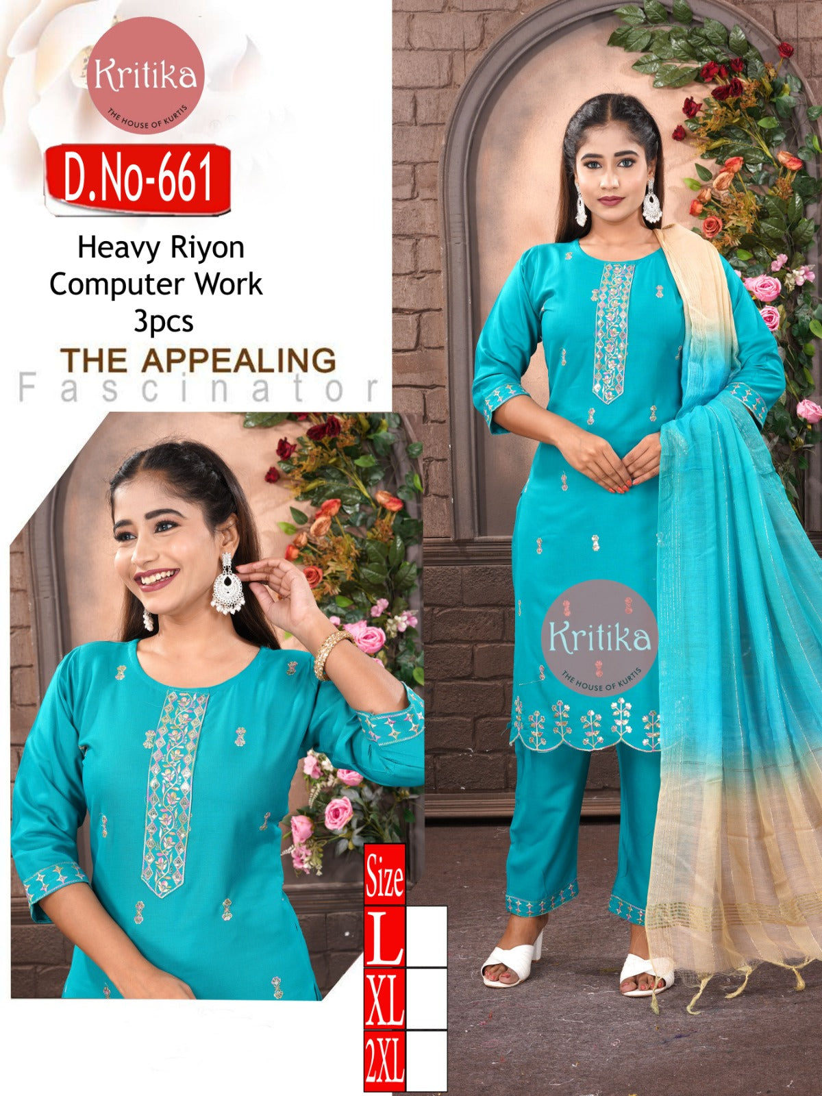 Upper embroidery NECK PLAZO SET