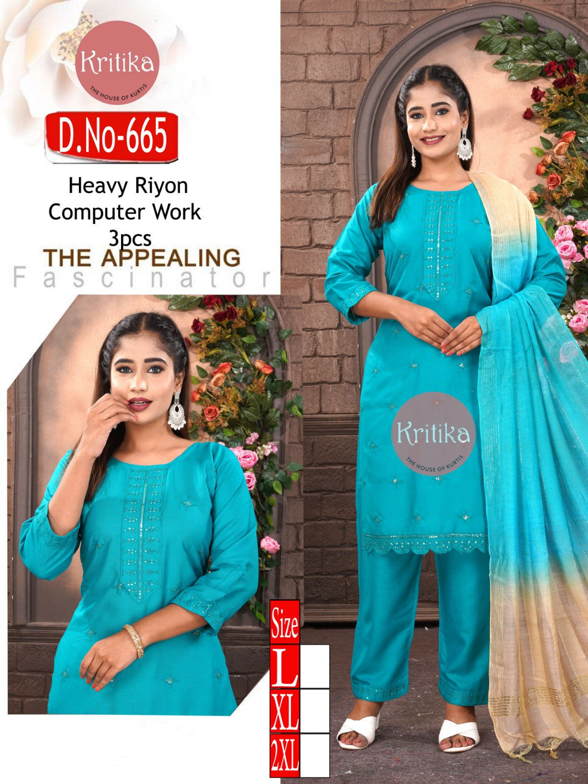 Upper embroidery NECK PLAZO SET