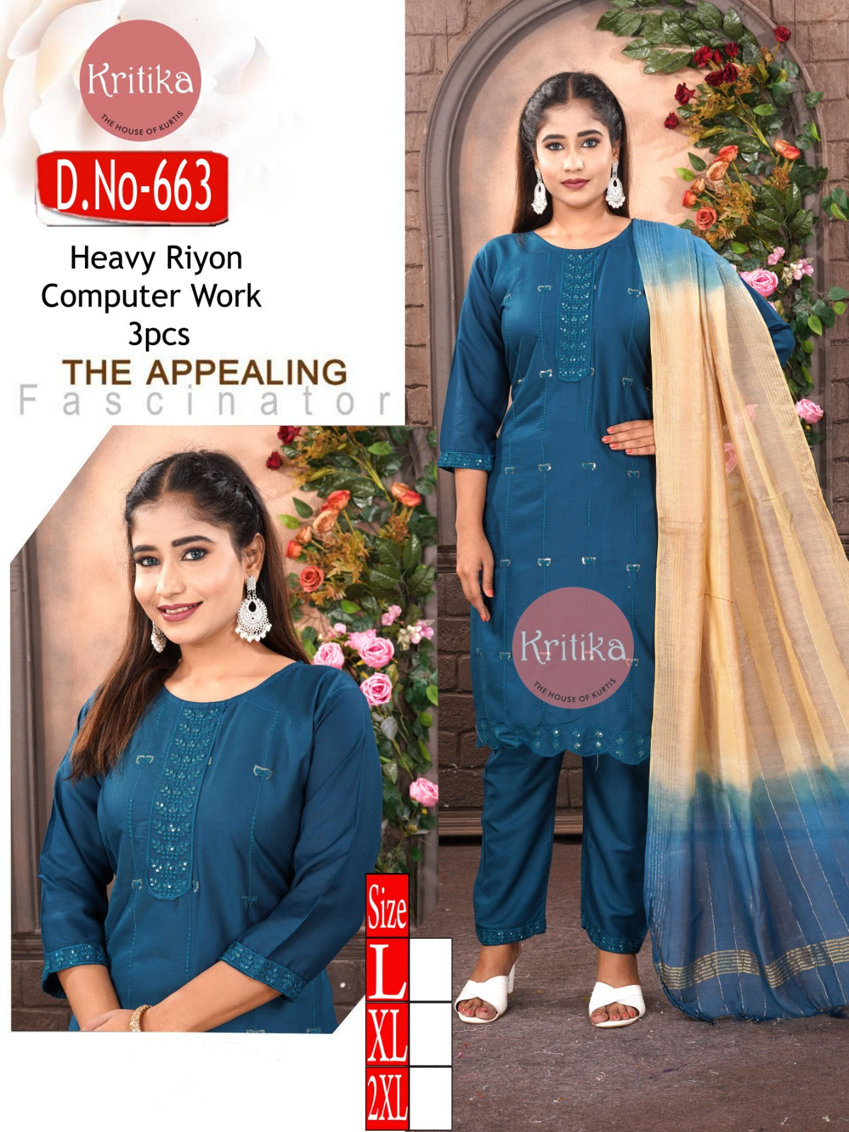 Upper embroidery NECK PLAZO SET