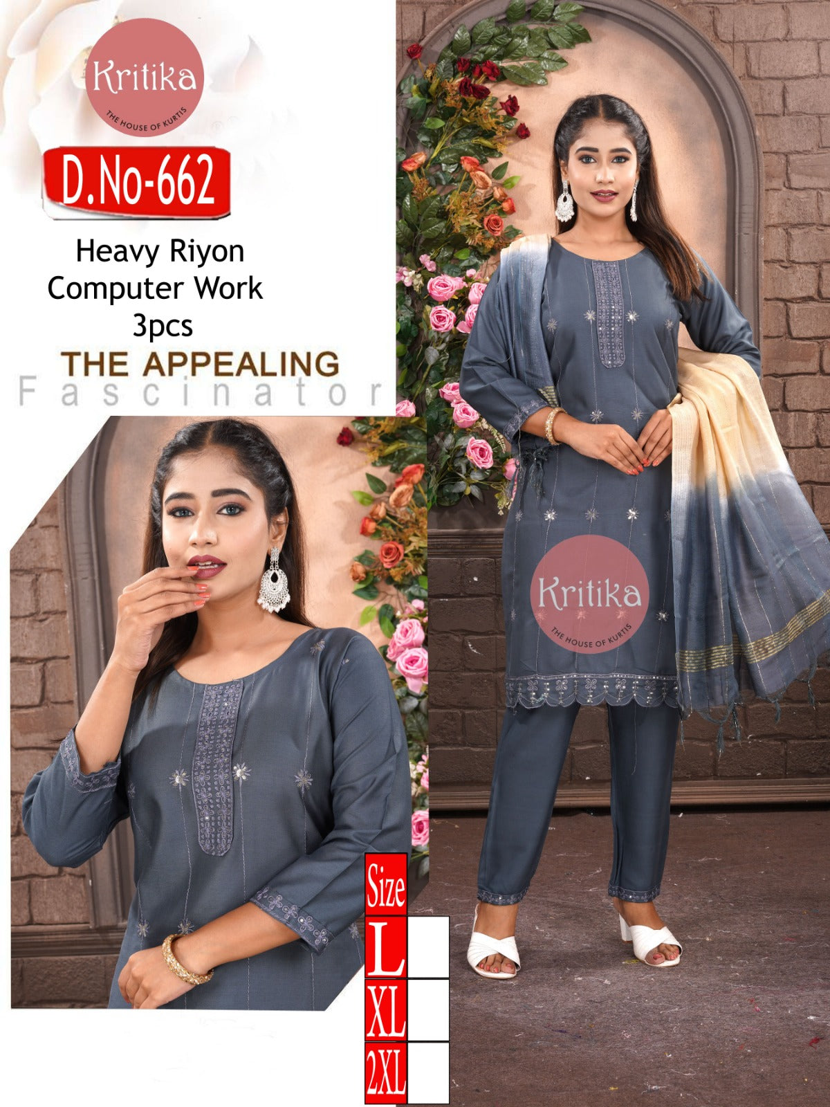 Upper embroidery NECK PLAZO SET