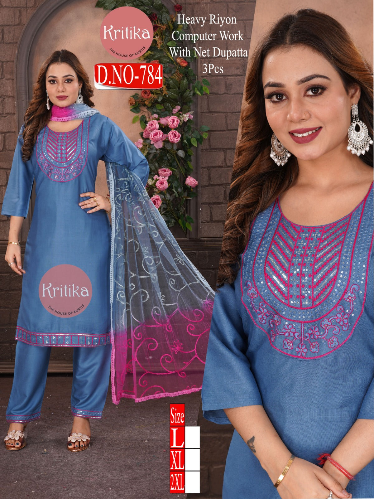 Heavy Rayon kurti set 3 pcs