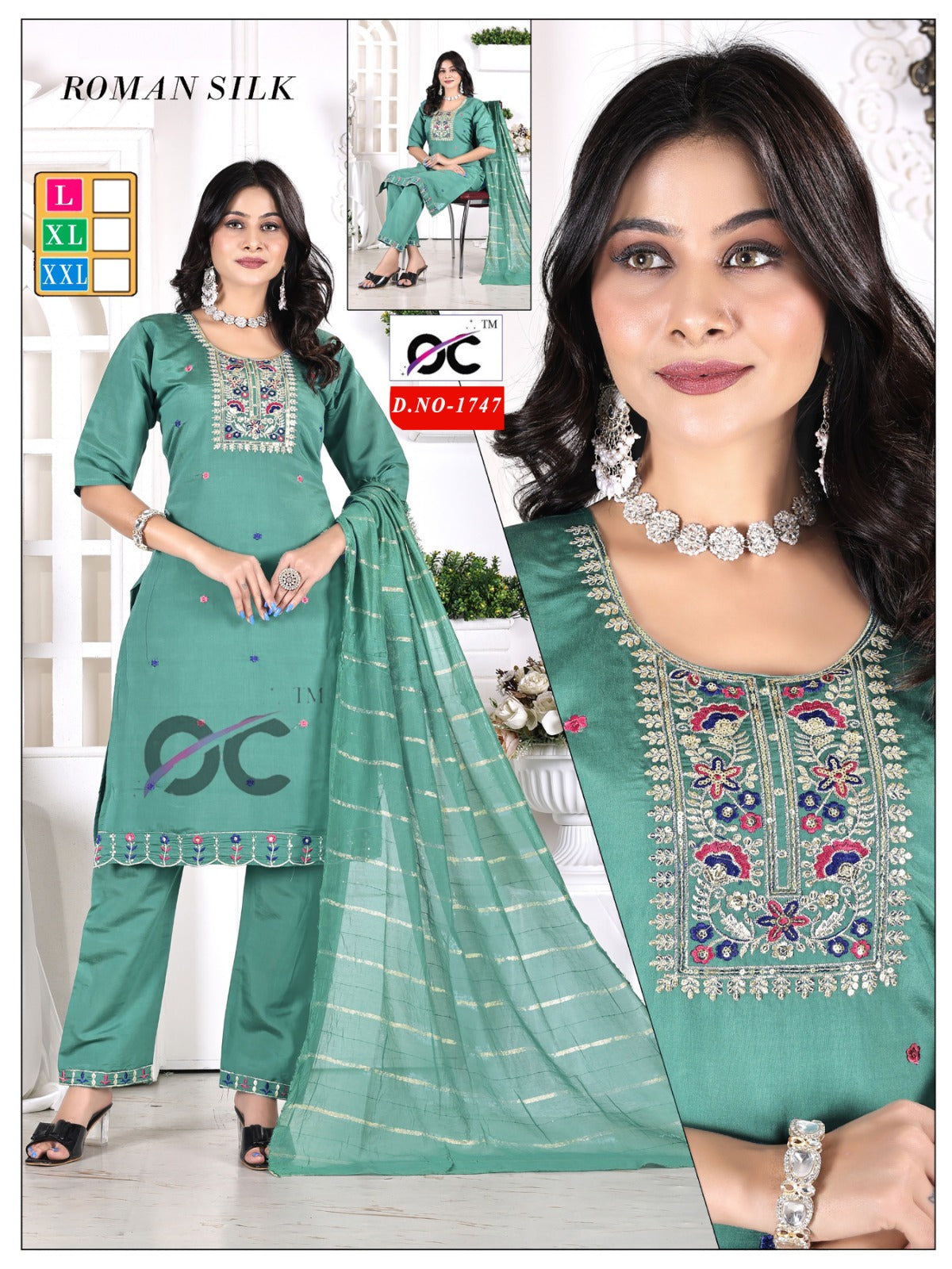 Roman silk Kurti set