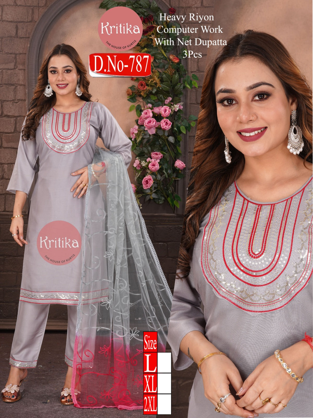 Heavy Rayon kurti set 3 pcs