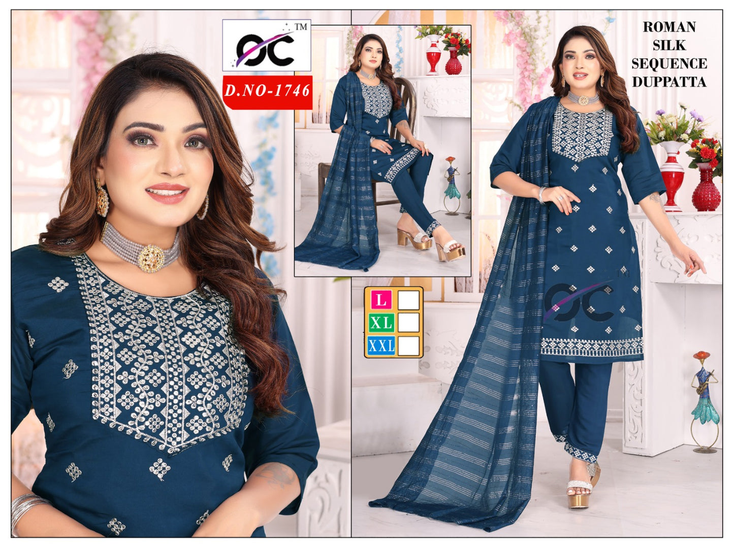 Roman silk Kurti set