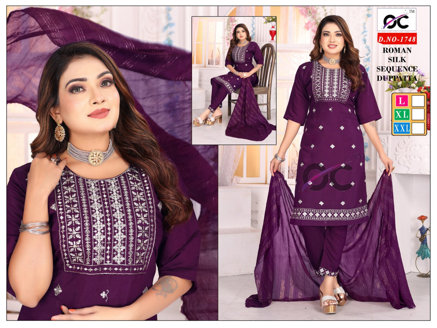 Roman silk Kurti set