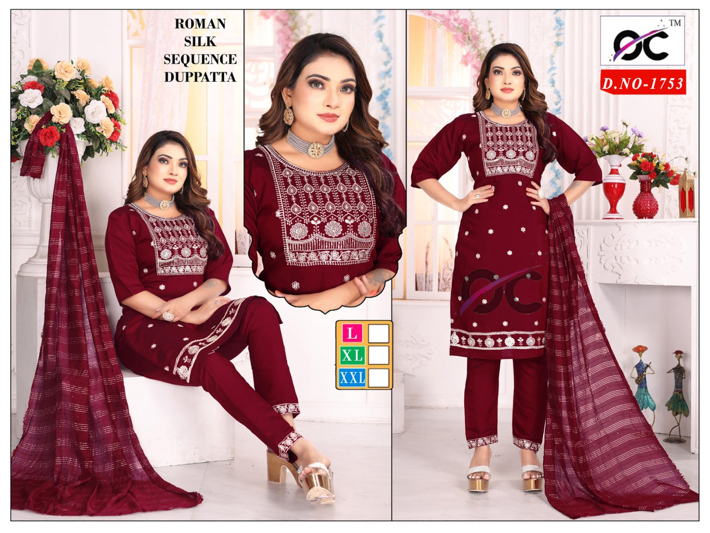 Roman silk Kurti set