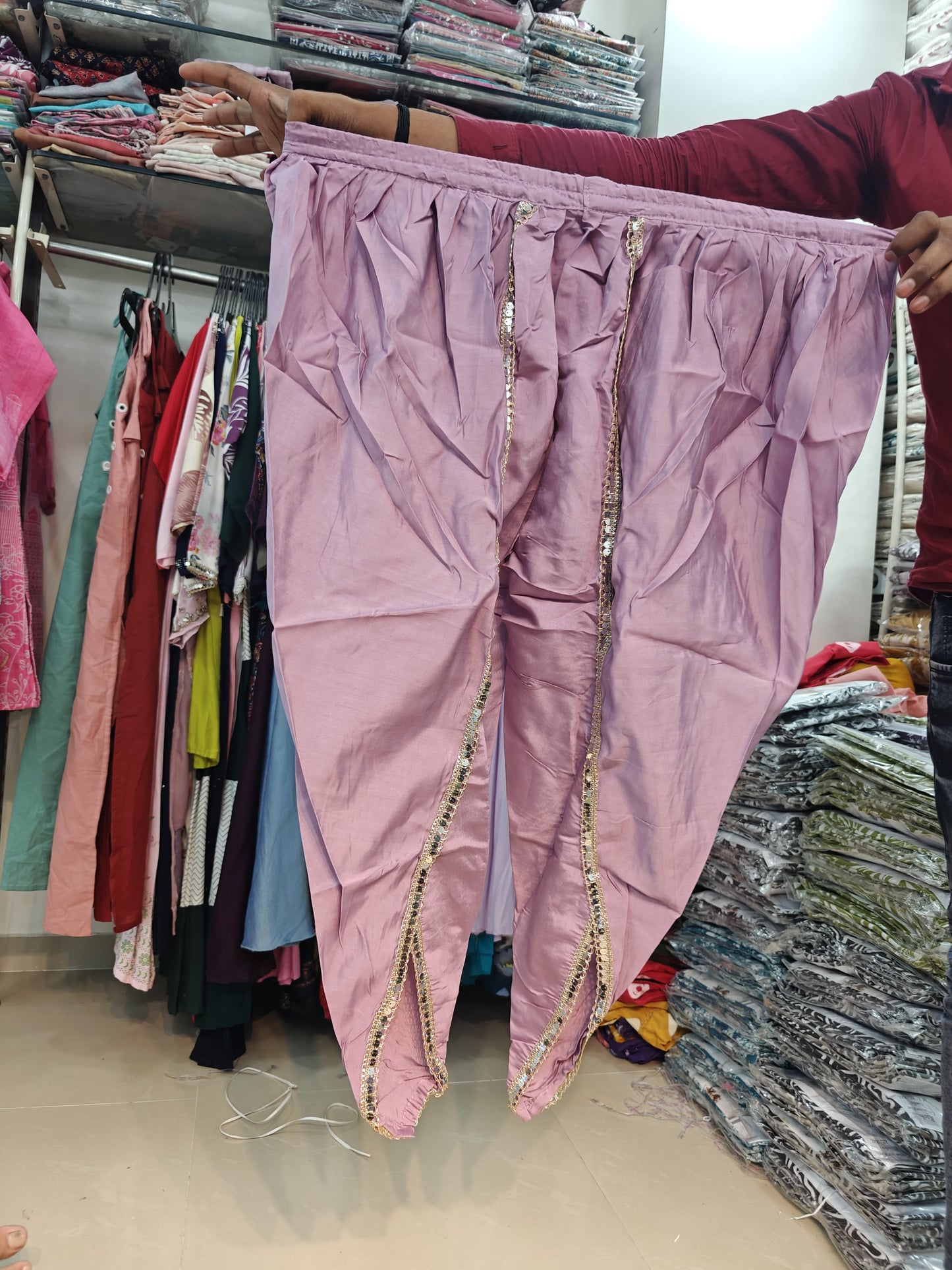 Elegant Roman Dhoti Set with Mirror & Gota Patti Work