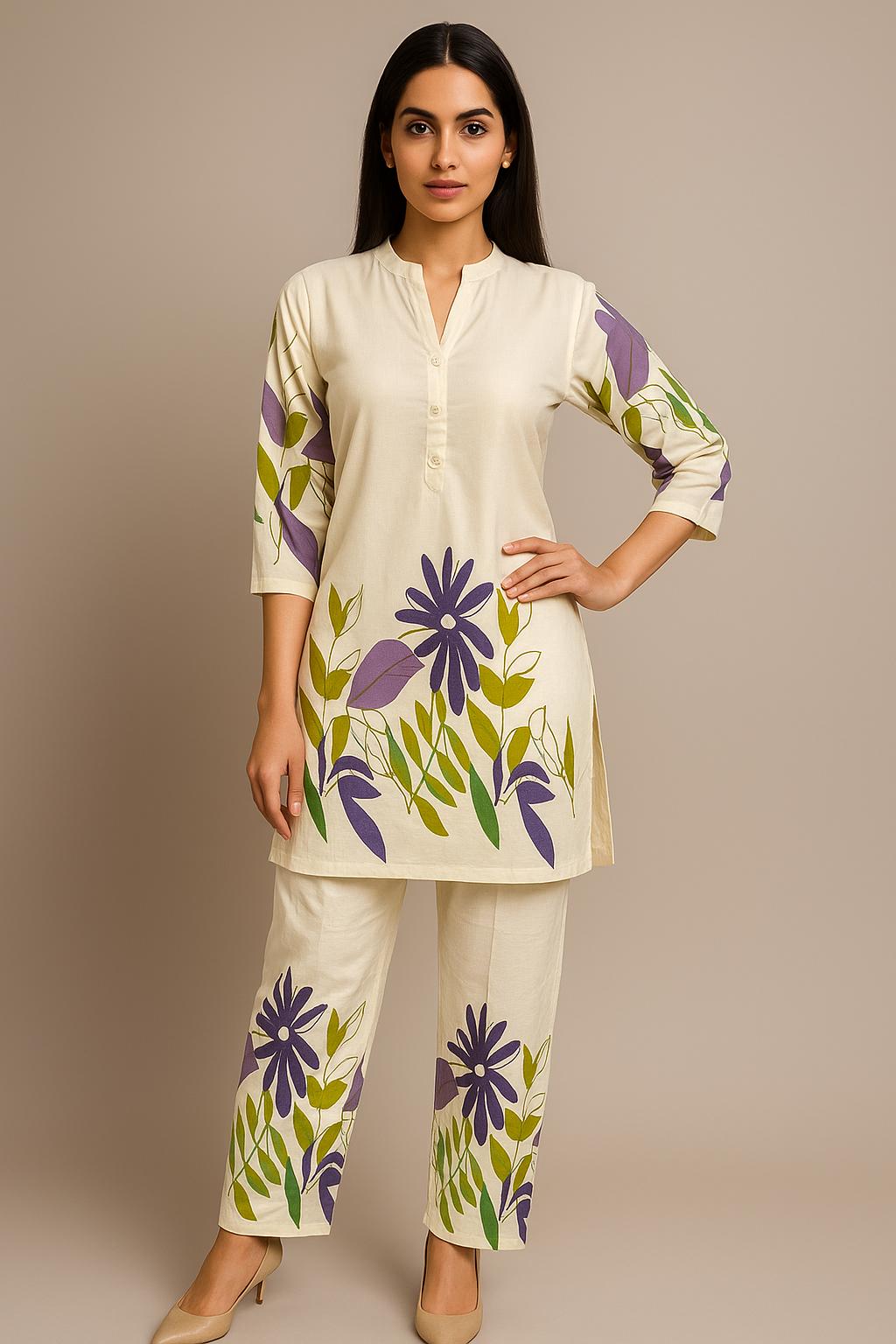 Dabu Cotton cord set kurti