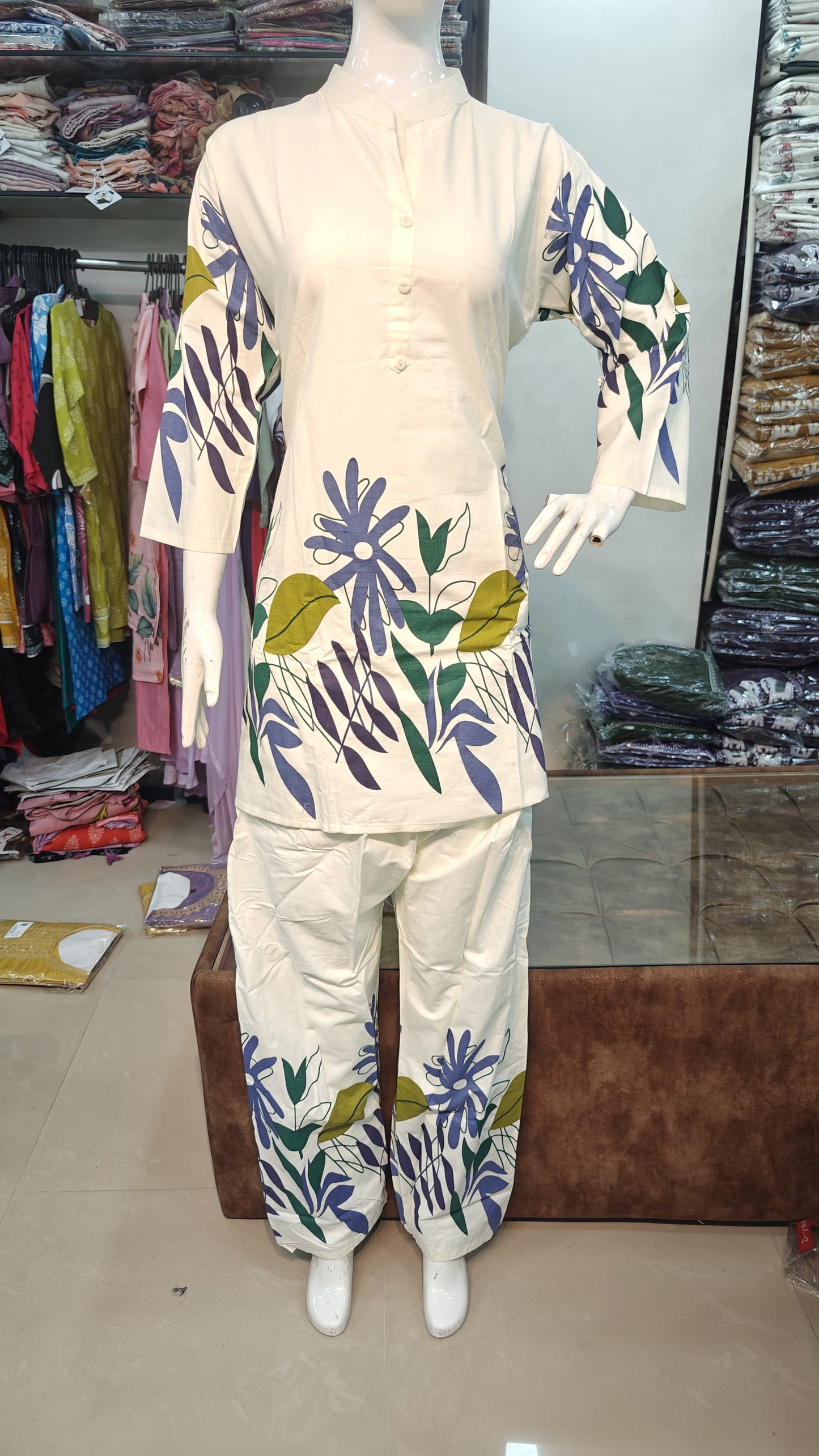 Dabu Cotton cord set kurti