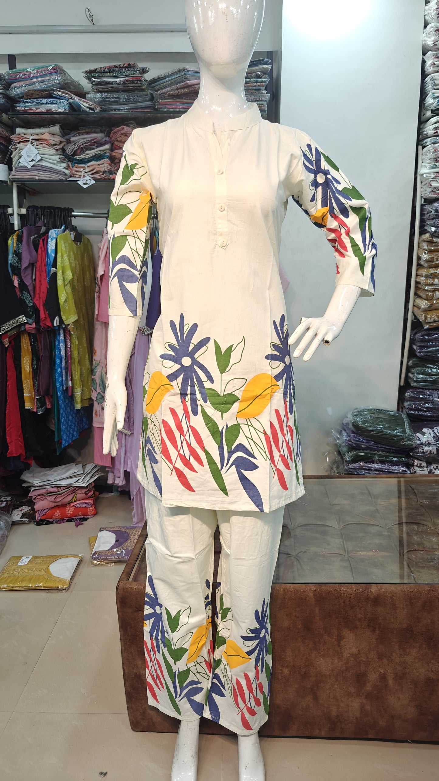 Dabu Cotton cord set kurti